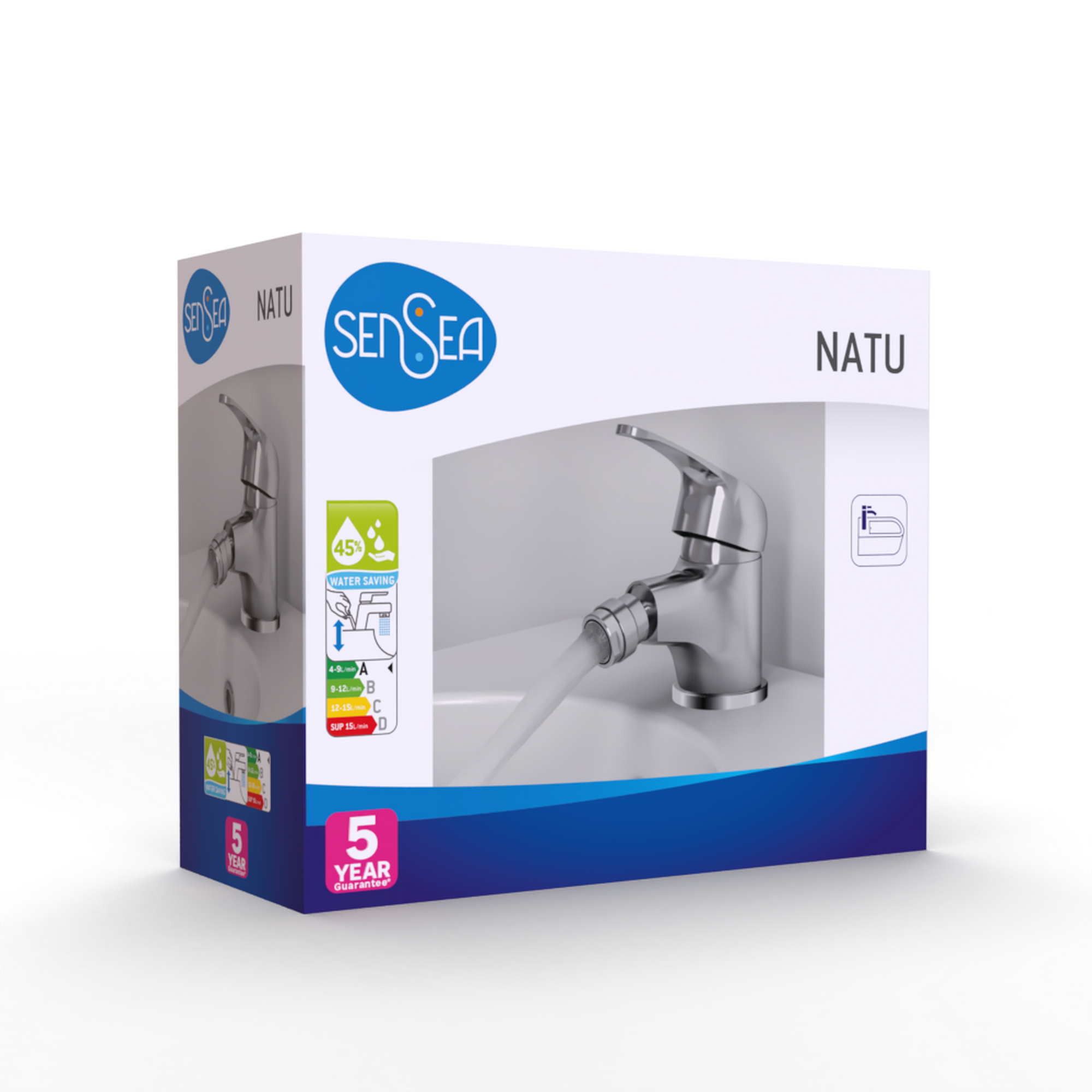 Rubinetto per bidet getto laminare cristallino Natu SENSEA cromo lucido - 8