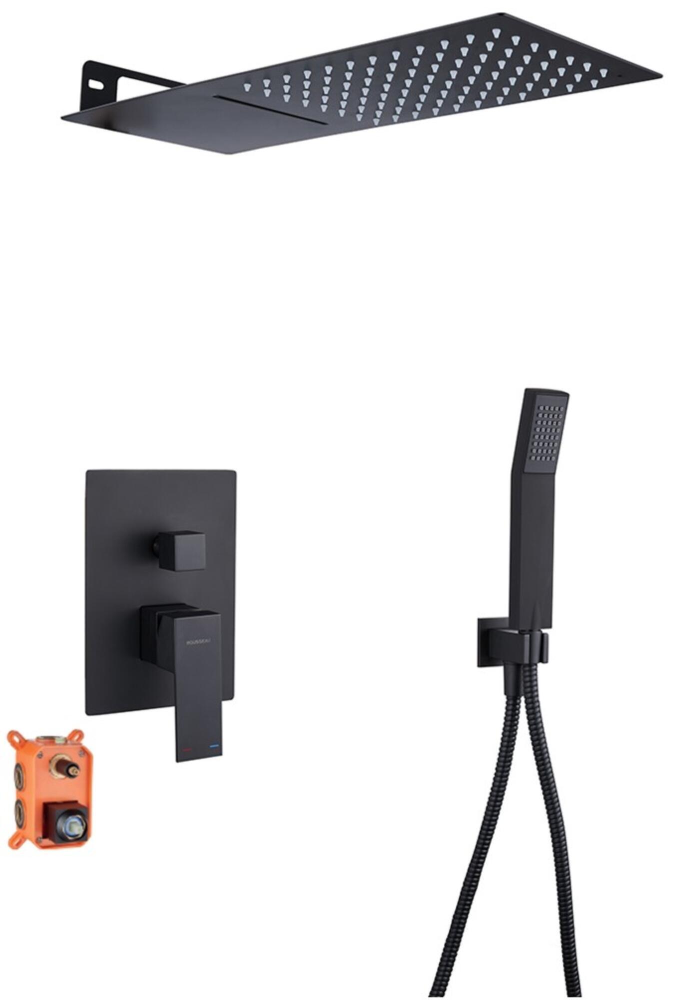 Conjunto de ducha empotrado monomando edouard rousseau empotrado monomando cascada negro negro