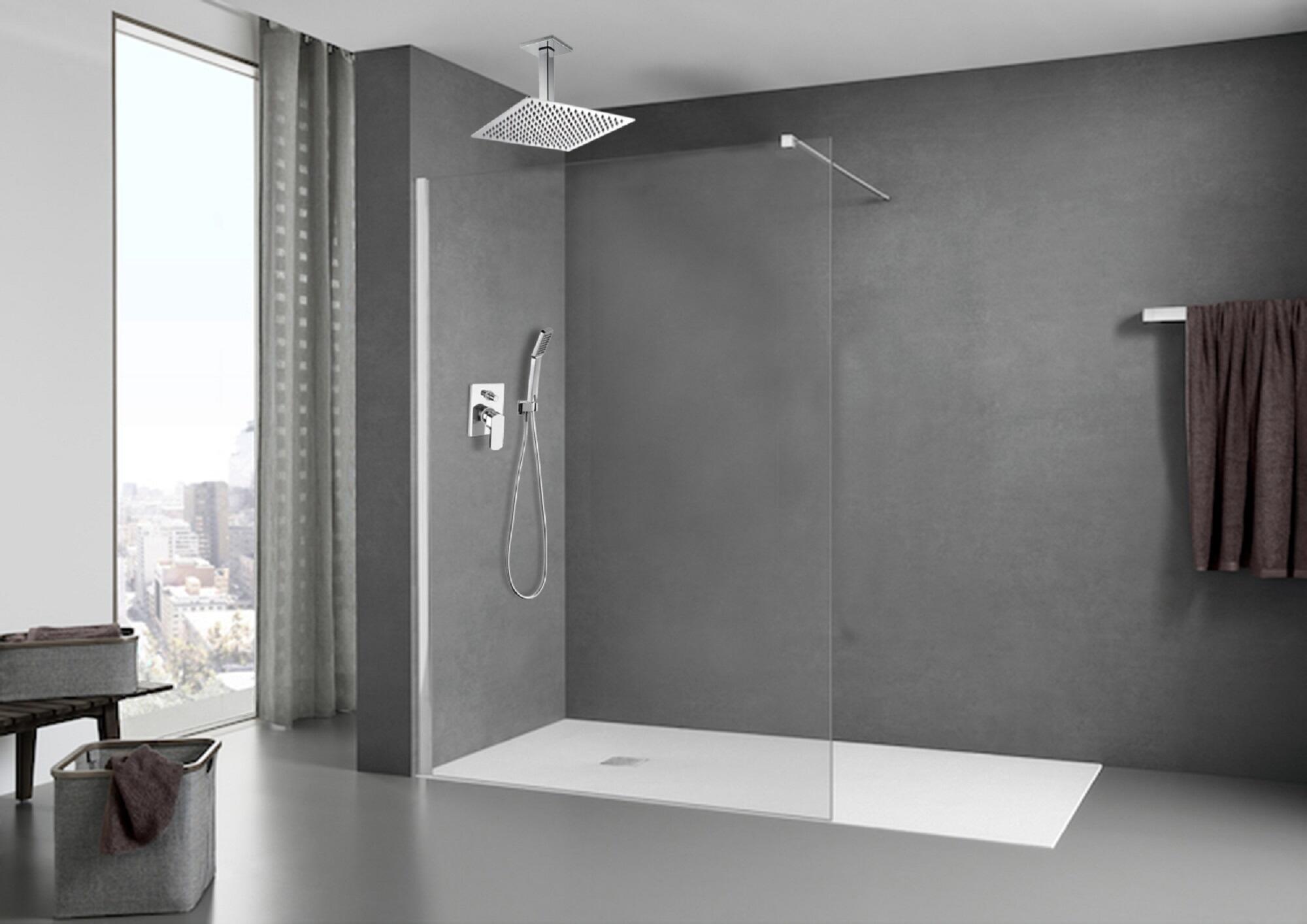 Conjunto de ducha empotrado monomando huber dado cromado