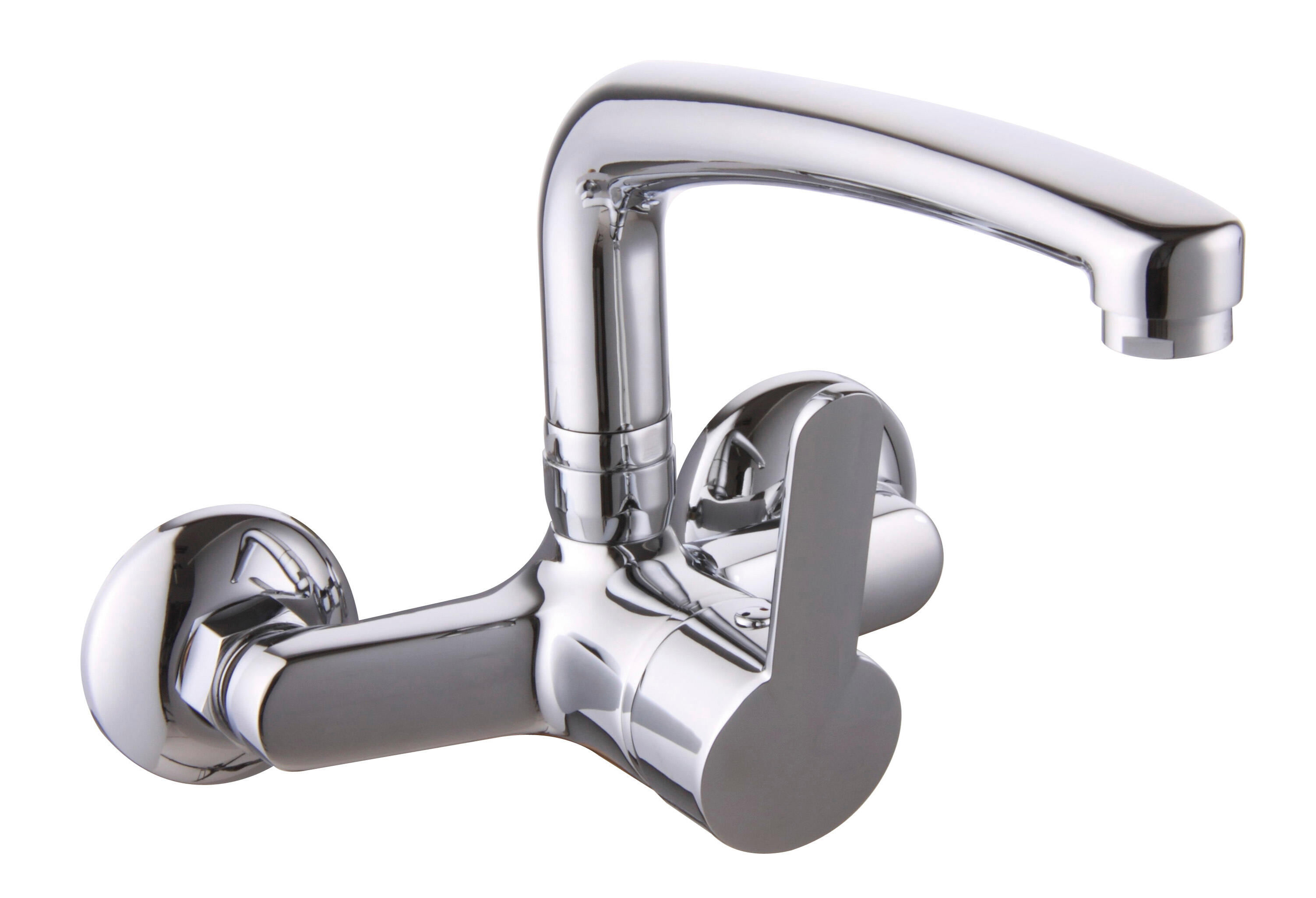 Grifo de cocina monomando pared caño alto clever l12 acero brillo