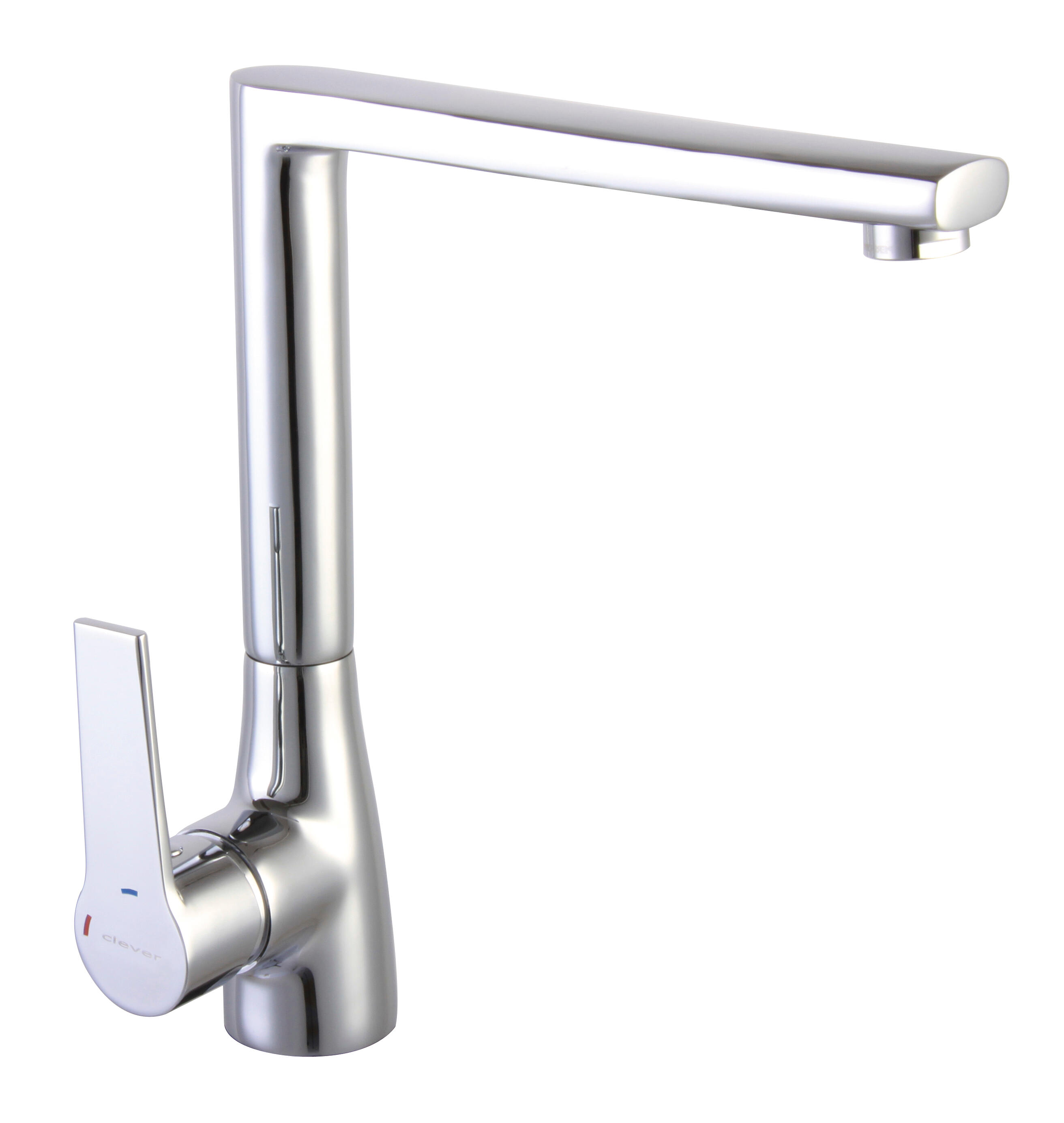 Grifo de cocina monomando caño alto clever ice acero brillo
