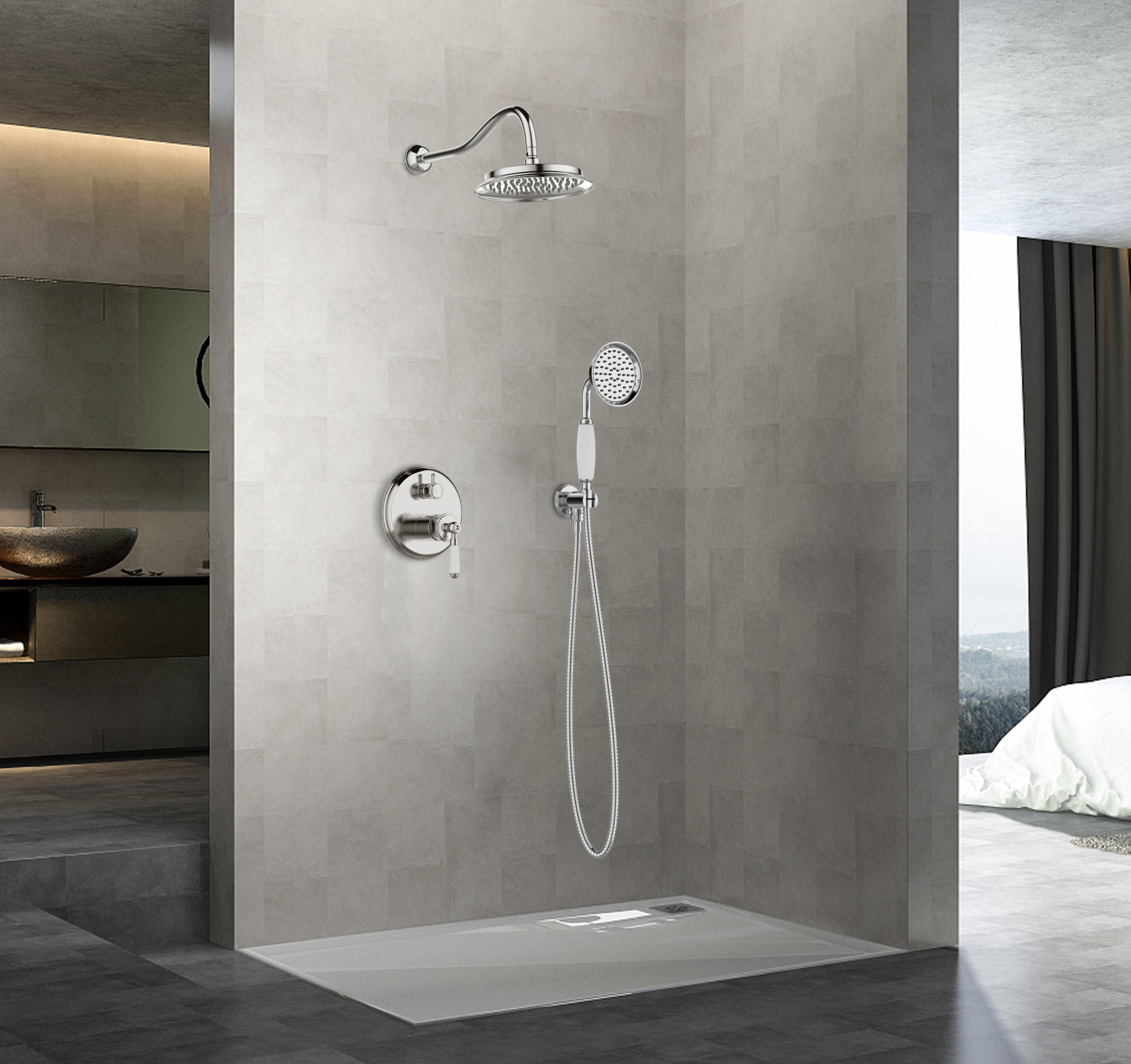 Conjunto de ducha empotrado monomando edouard rousseau rustic cromado