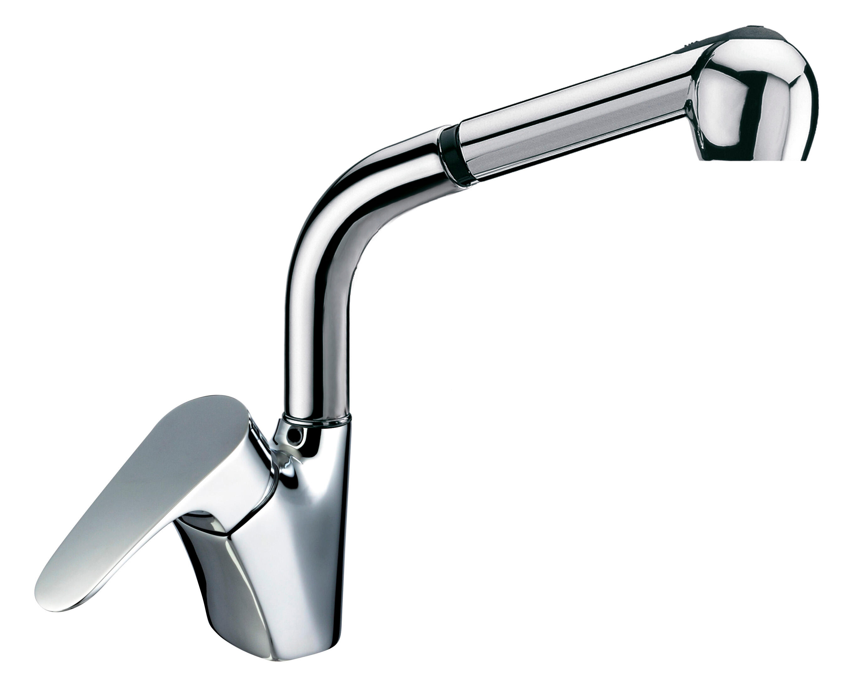 Grifo de cocina monomando caño alto+extraíble clever halma extrem acero brillo