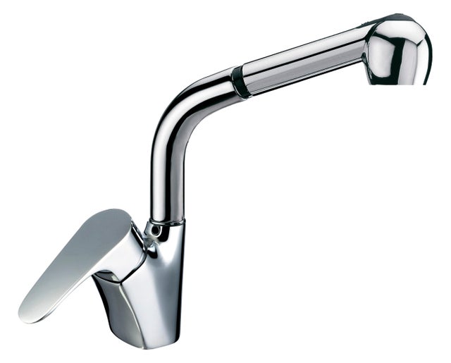 Grifo de cocina monomando caño alto+extraíble CLEVER Halma Extrem acero brillo