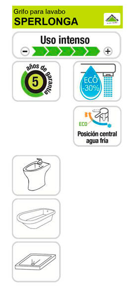 Grifo de lavabo PAINI Sperlonga monomando cromo brillo. Apertura en frío. Latón - 9