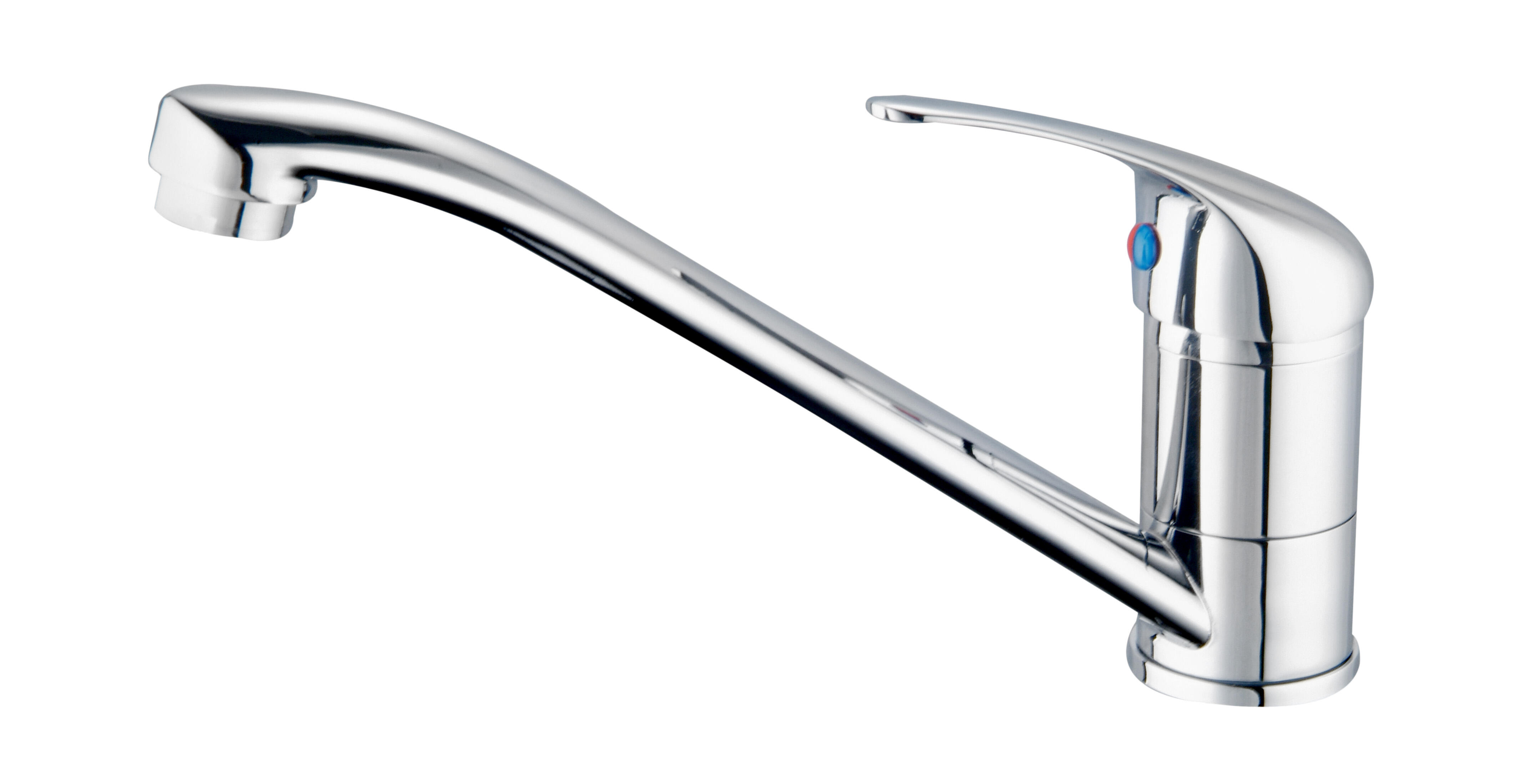 Grifo de cocina monomando caño horizontal rousseau memphis acero brillo