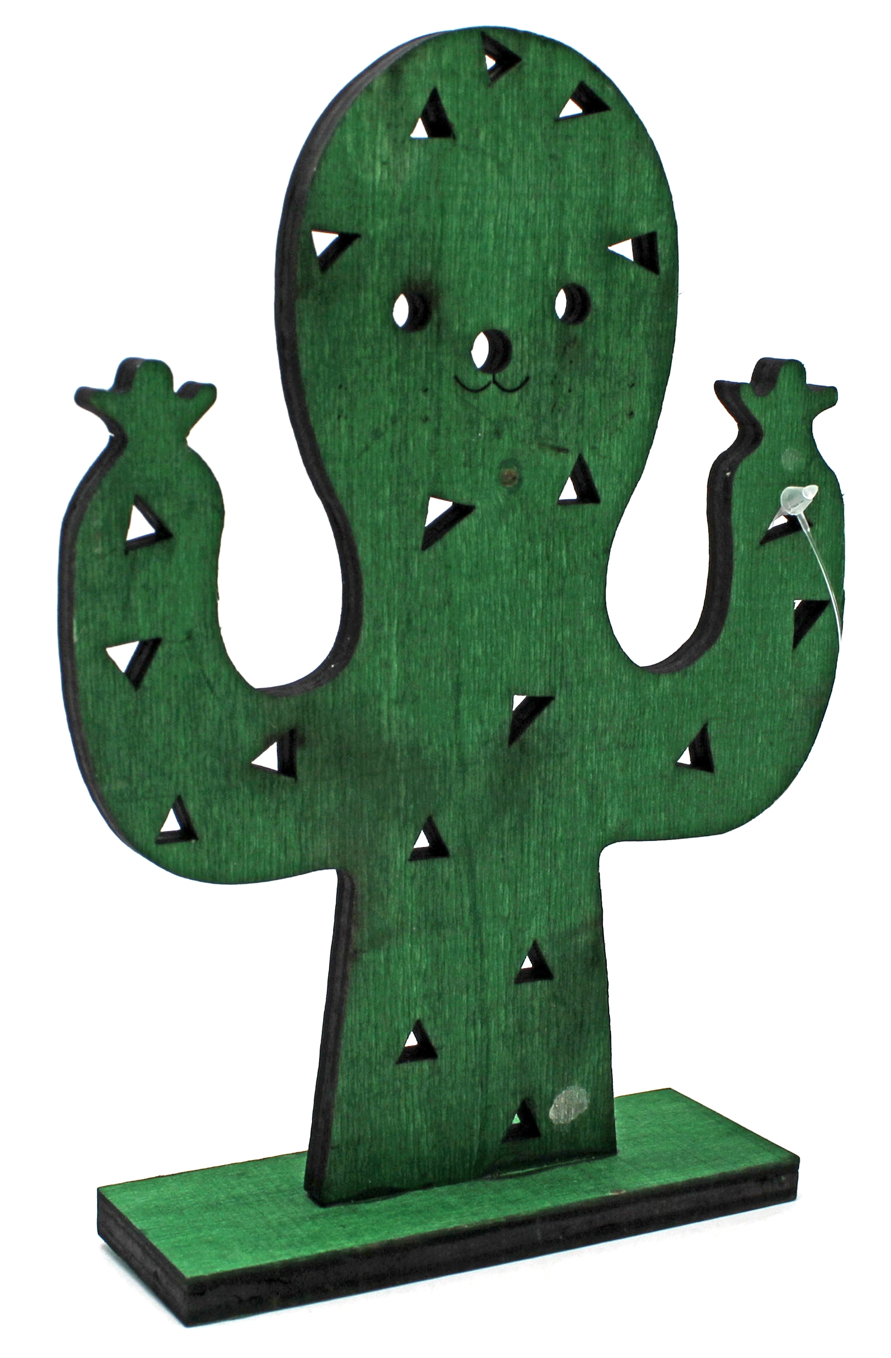 Figura decorativa cactus decorado de 16 cm verde