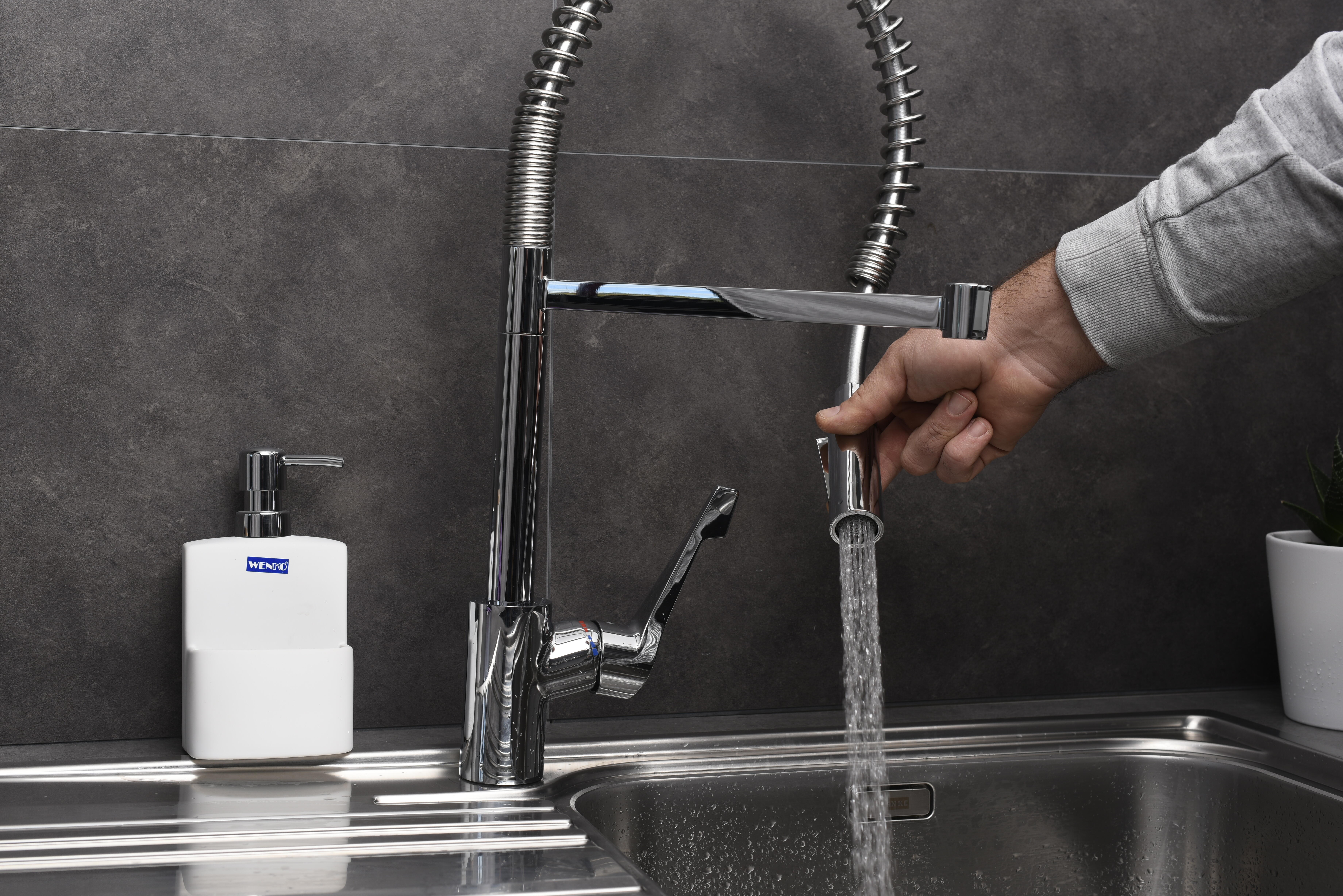 Rubinetto da cucina con doccetta a collo di cigno Cento XXL cromo lucido HANSGROHE - 3