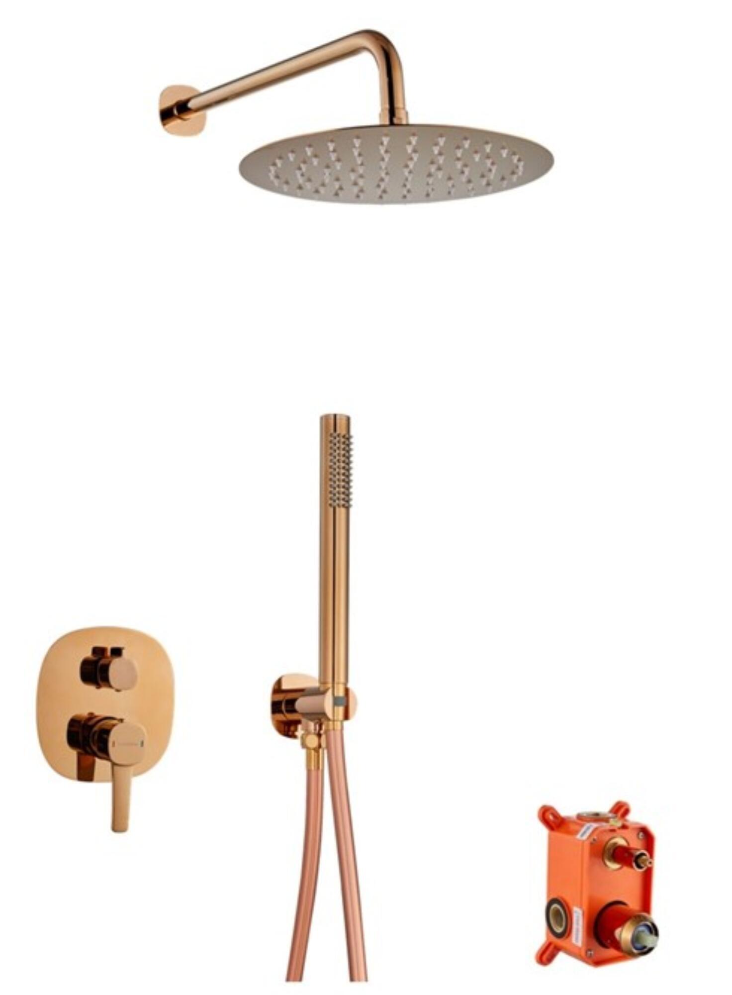 Conjunto de ducha empotrado monomando edouard rousseau rosa