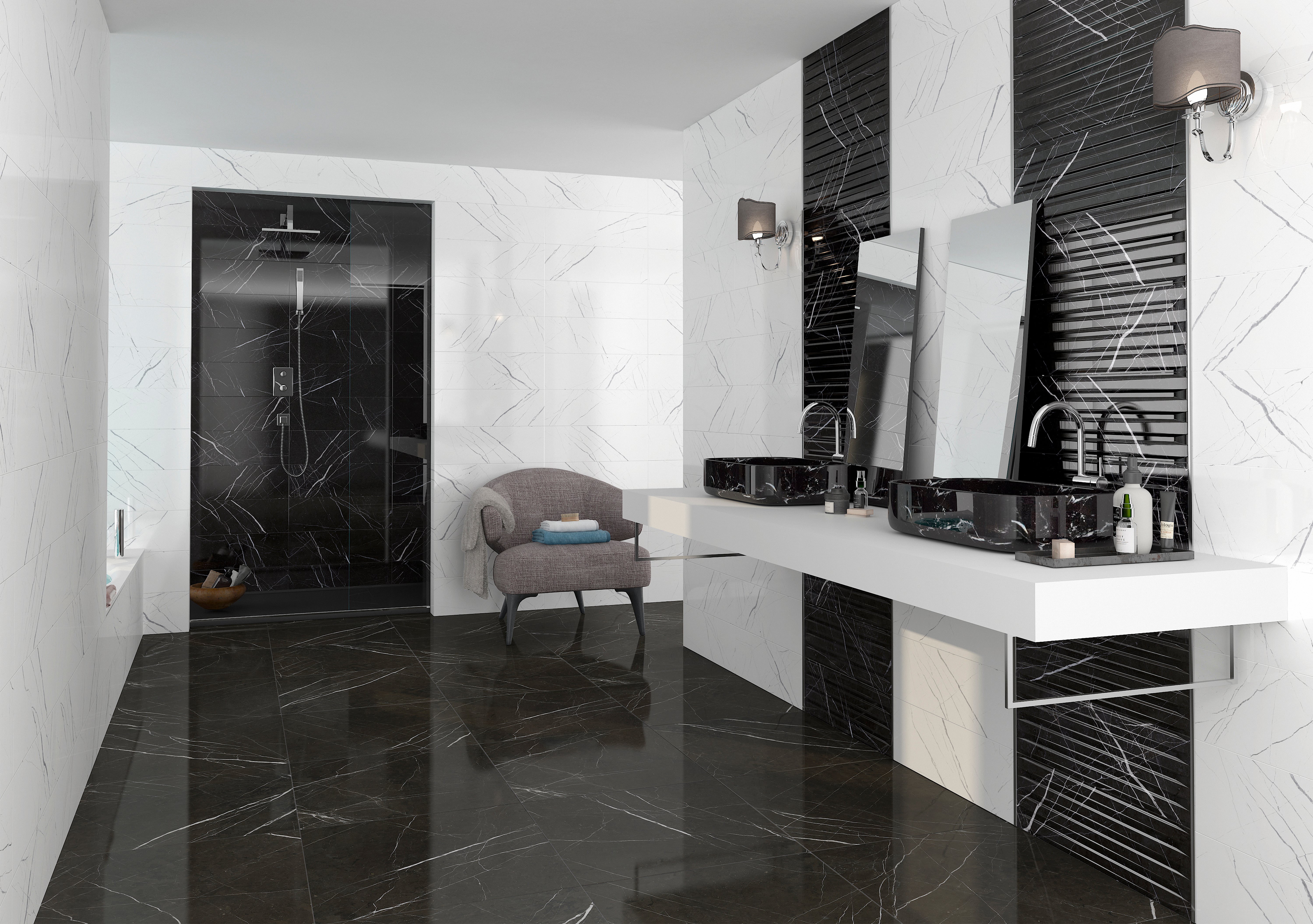 Azulejo cerámico dole efecto mármol noir 20x60 cm