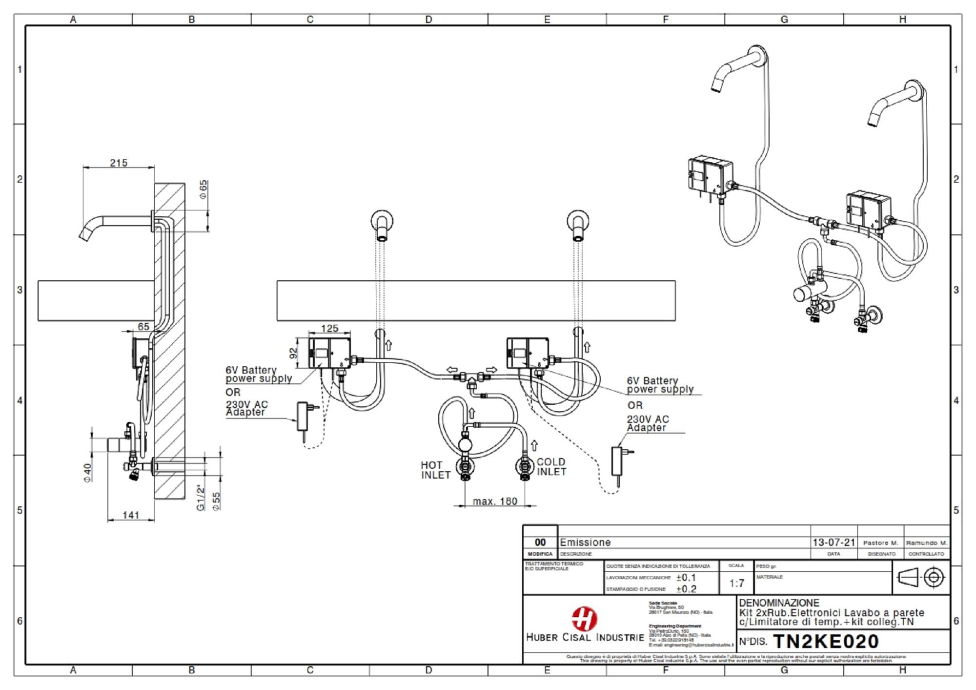 Grifo de lavabo empotrado HUBER Touchless con sensor infrarrojos negro mate. Latón. Caño de 21.5 cm - 2