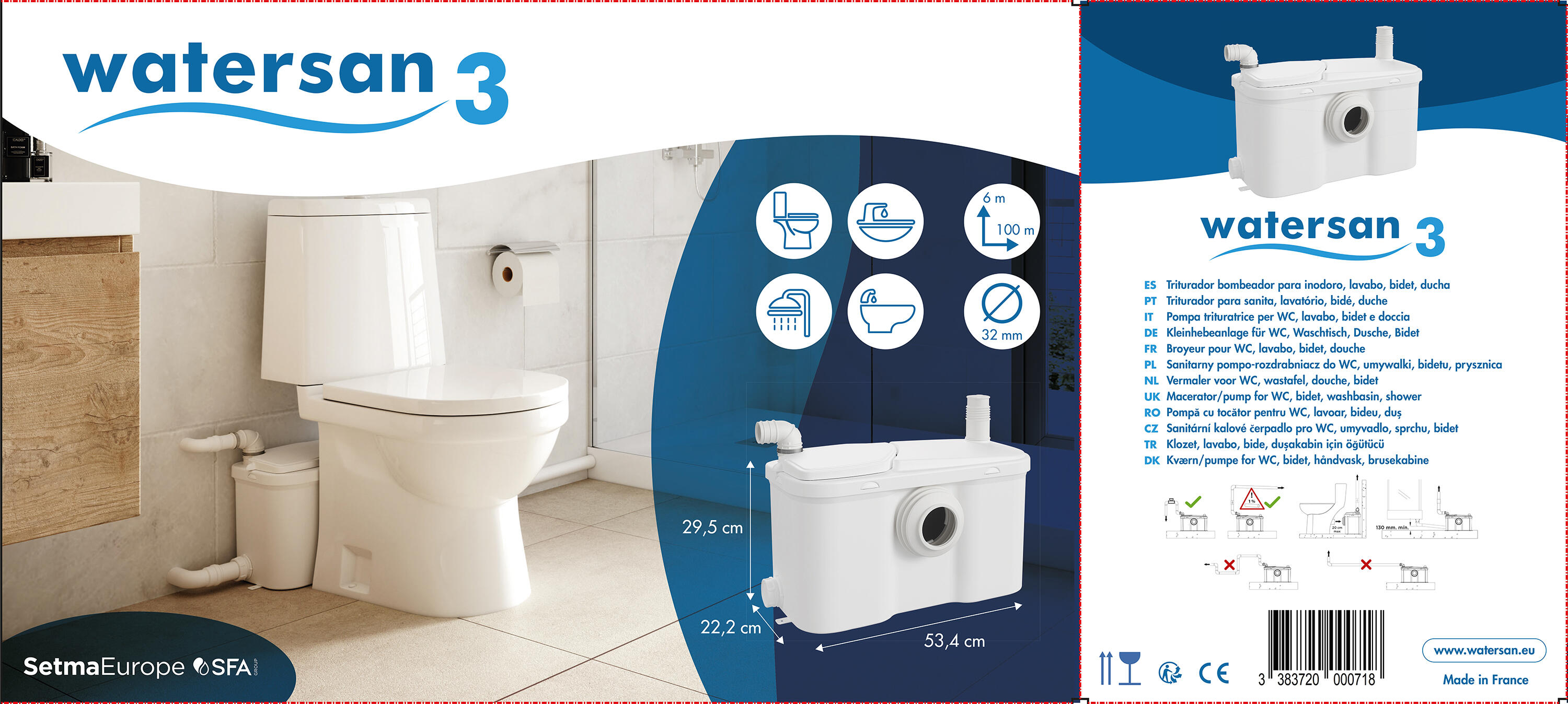 Triturador WC 4 entradas Watersan 3 - 6