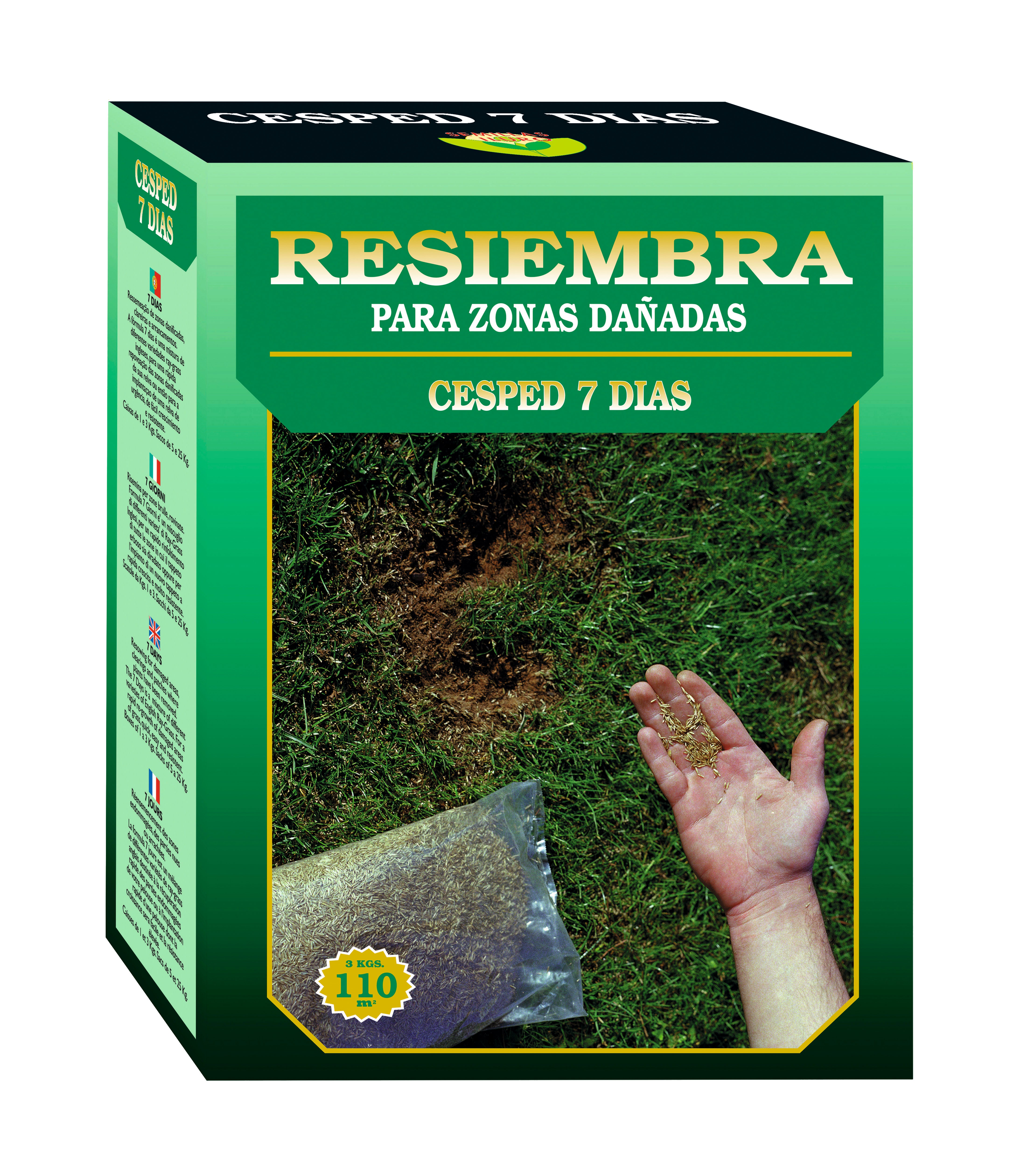 Césped repoblador 7 días iluro 3 kg para terrenos de hasta 110 m²
