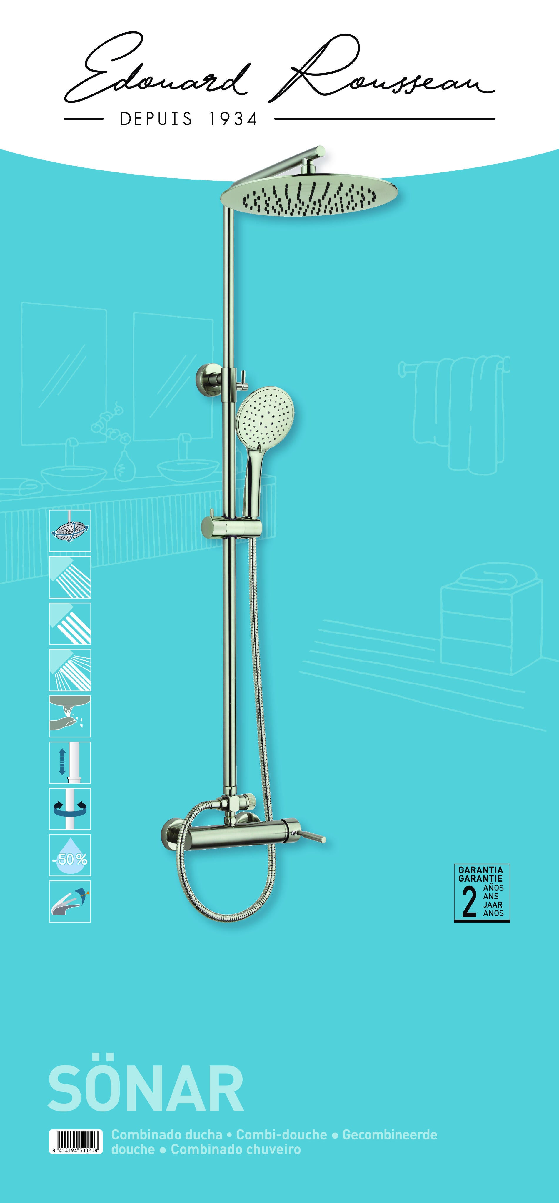 Conjunto de duche SONAR INOX - 9