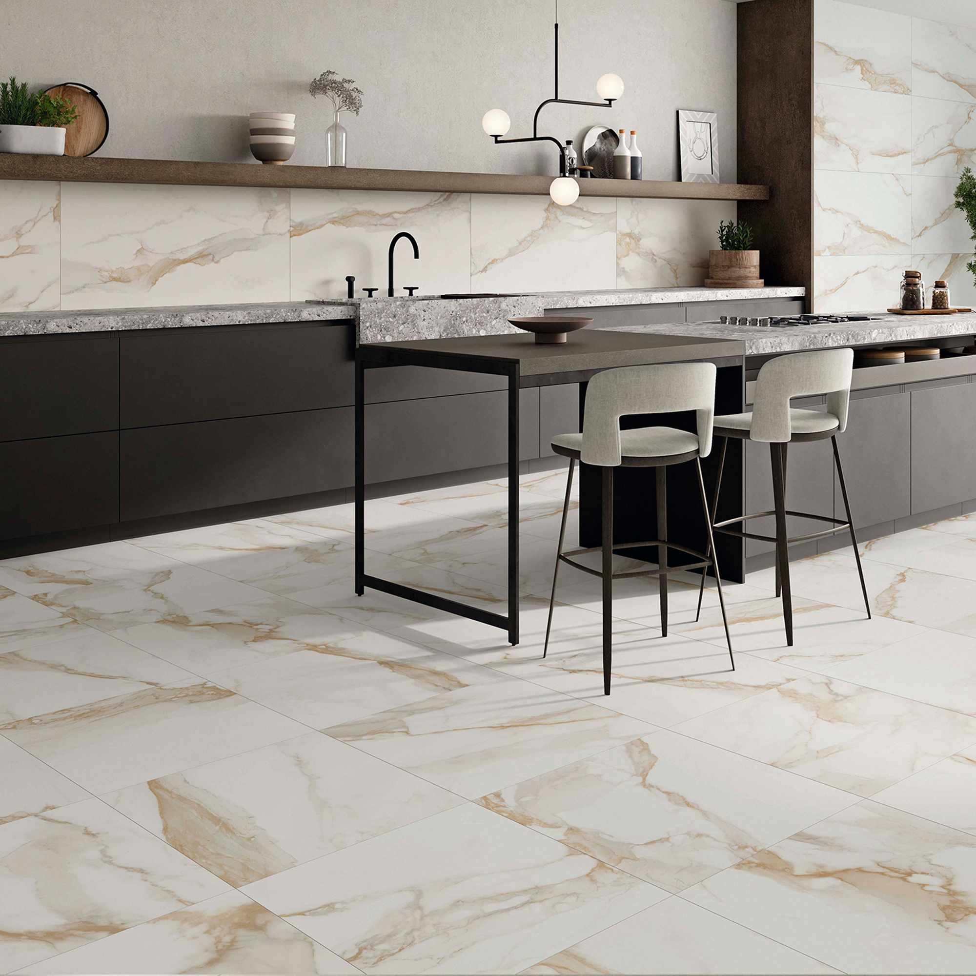Suelo porcelánico marmi efecto mármol oro satinado 60x60 cm c1 artens
