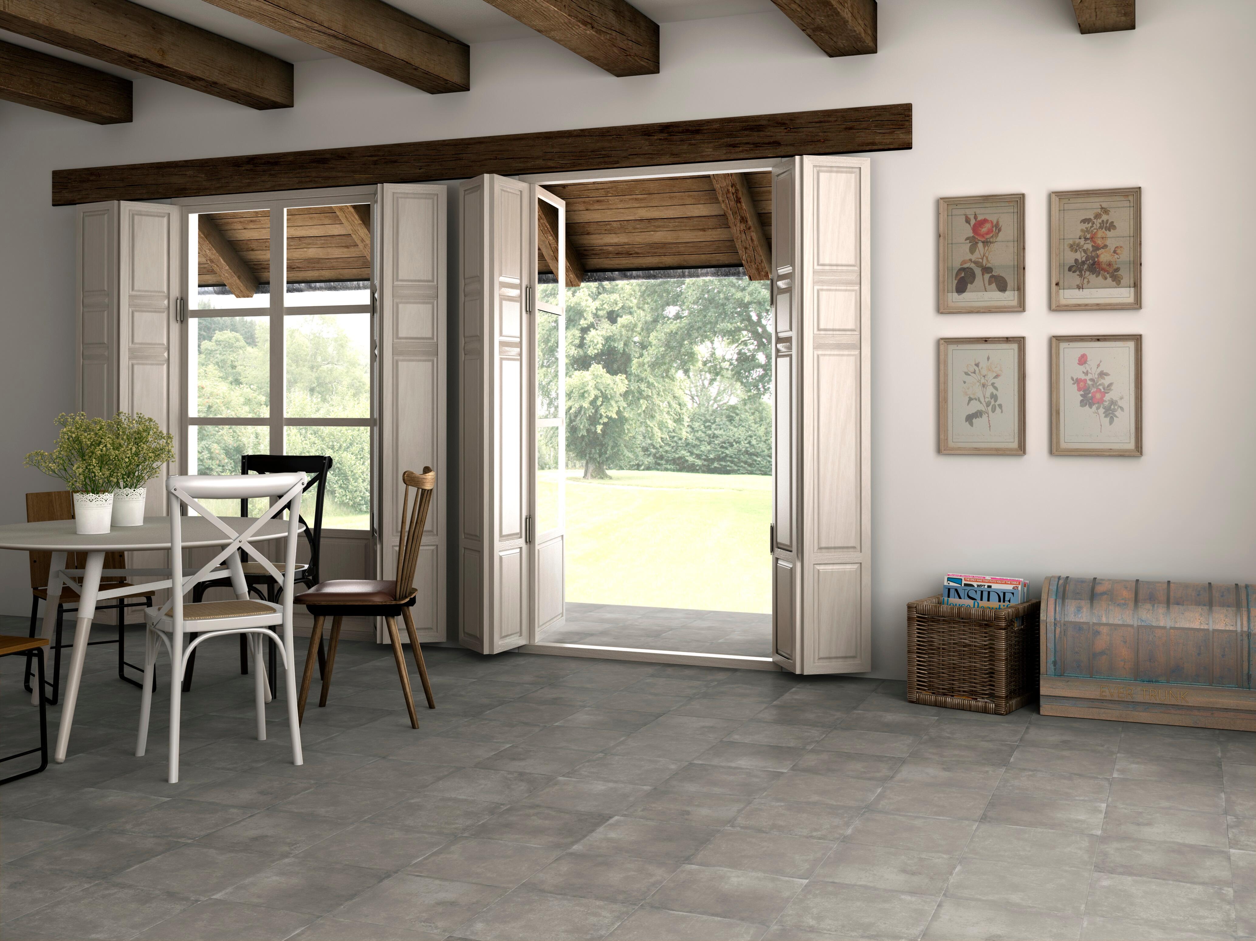 Suelo porcelánico Rosas efecto cemento gris 33.3x33.3 cm C1 - 4