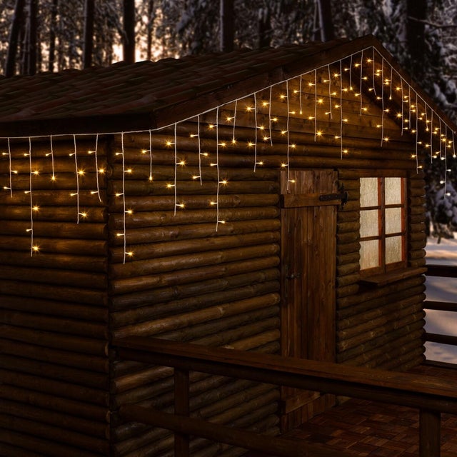 Tenda luminosa natalizia 180 luci led bianche calde H 60 x L 60 cm