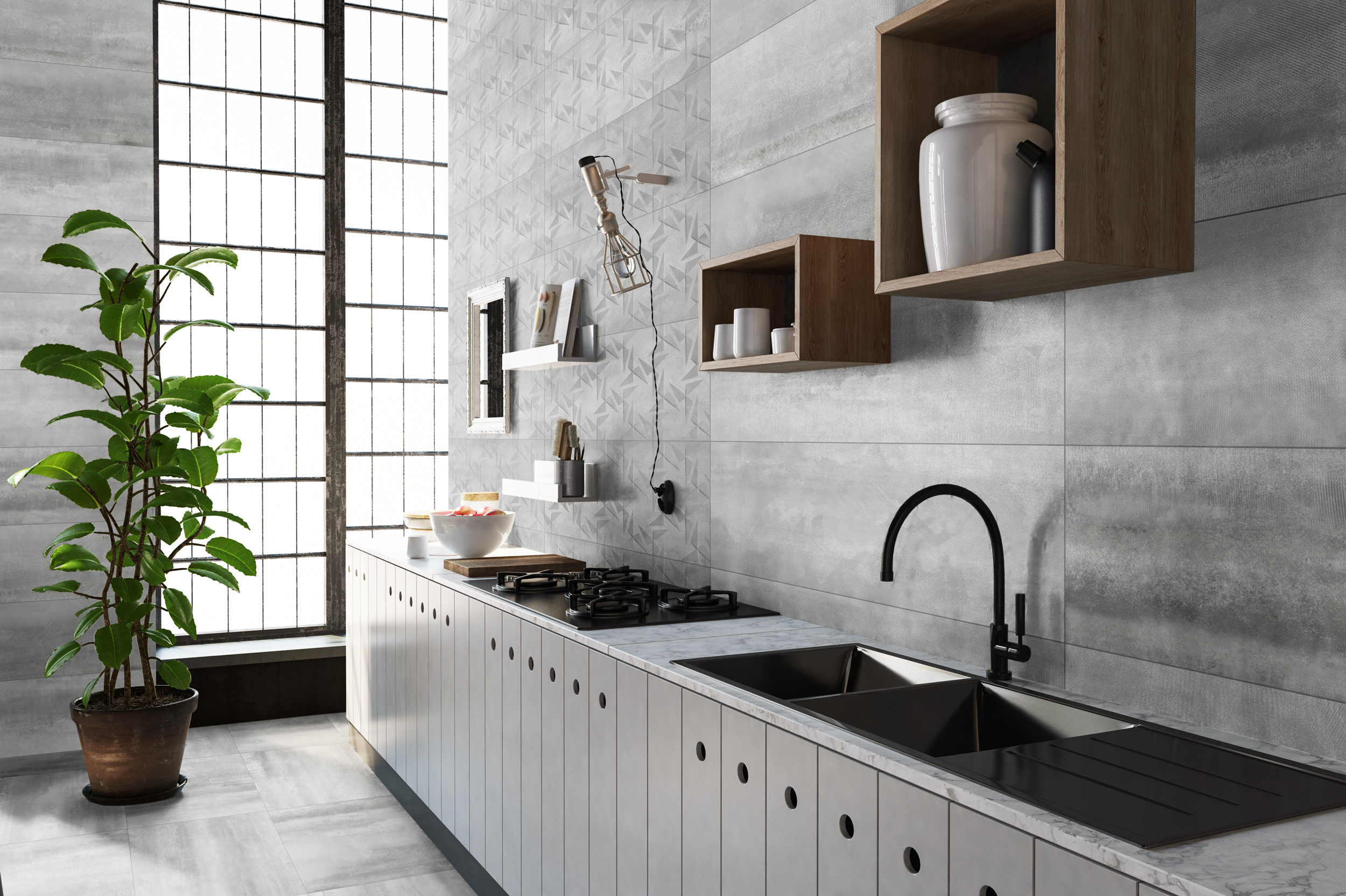 Suelo/azulejo porcelánico ng sinergy efecto metal gris 60x60 cm c1