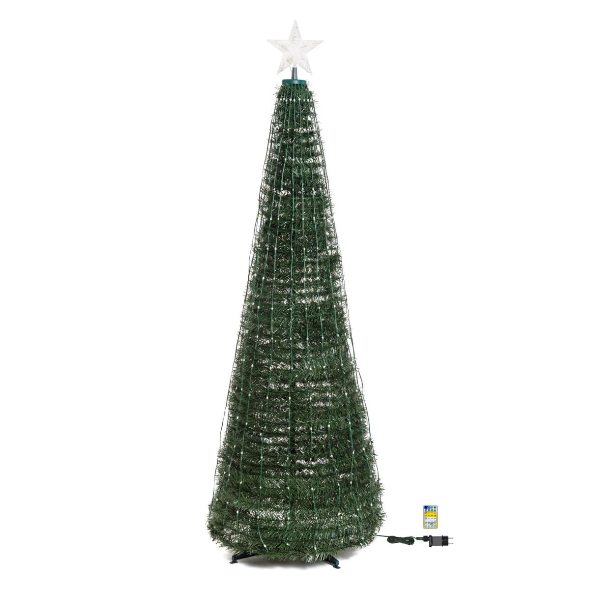 Albero Di Natale Artificiale Conico Verde Con Illuminazione H Cm X