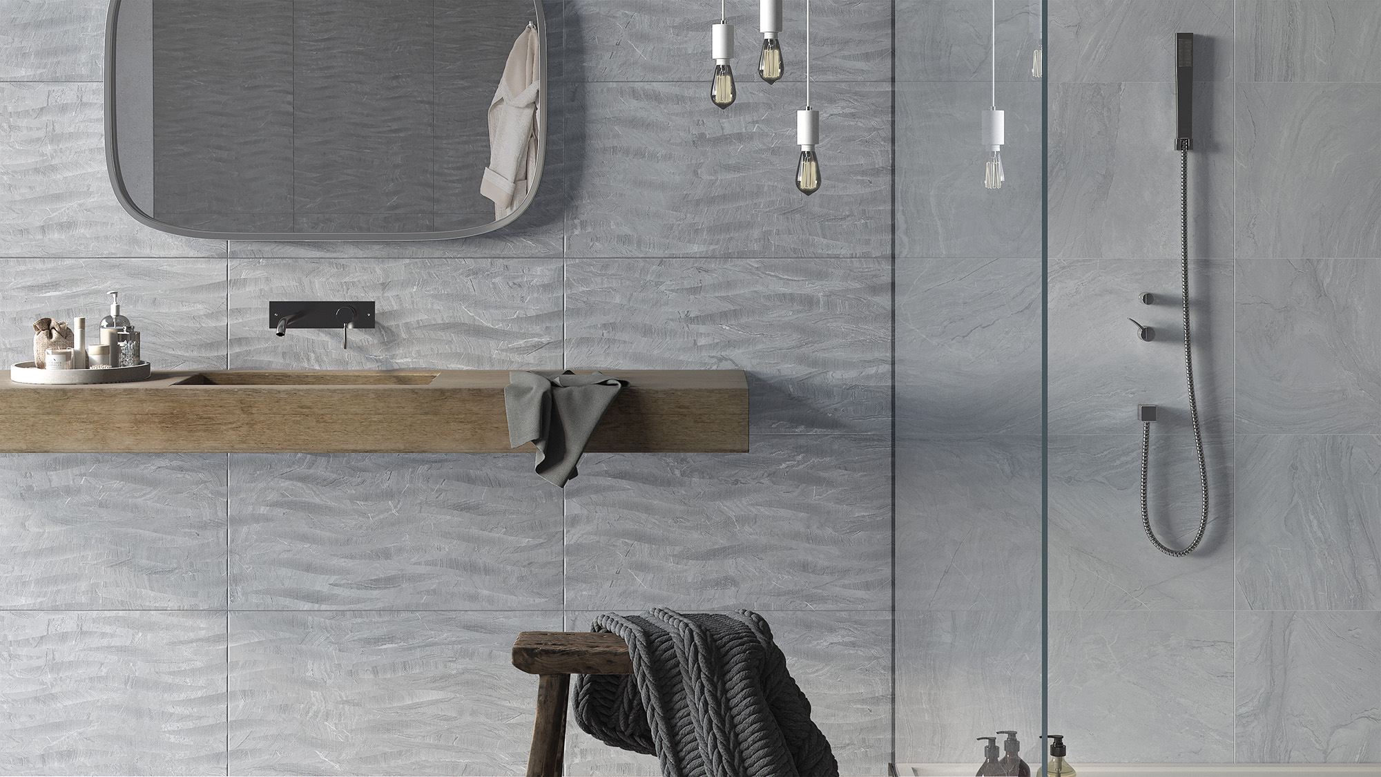 Azulejo porcelánico varana efecto piedra gris 32x62.5 cm