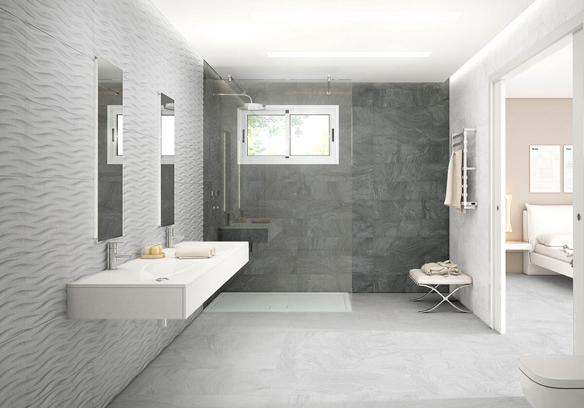 Azulejo porcelánico varana efecto piedra gris 22.2x90 cm