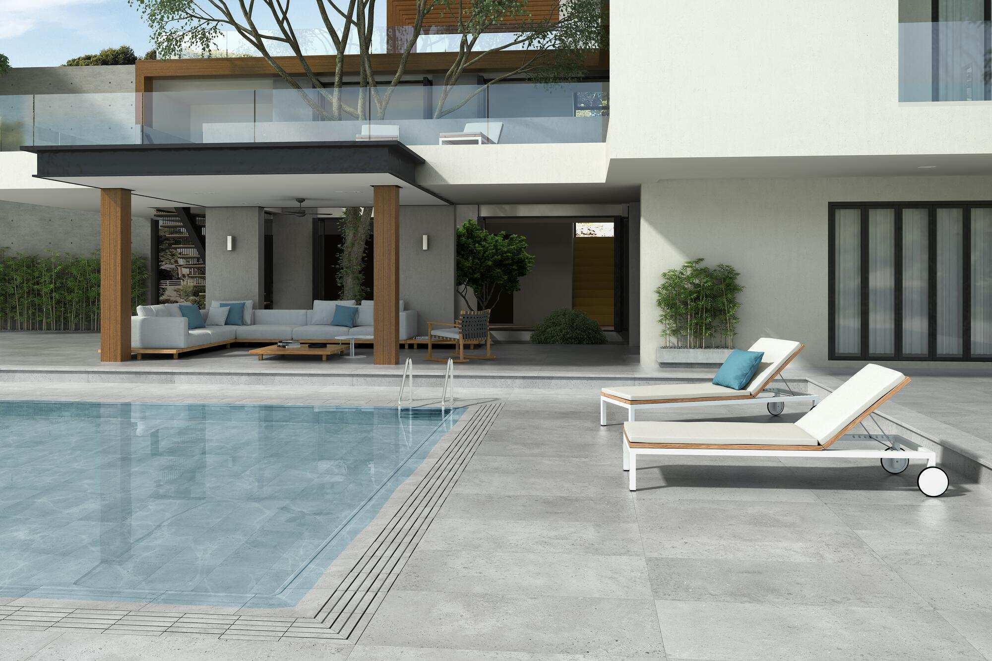 Azulejo piscina cerámico litos efecto piedra siberia 15x120 cm c1