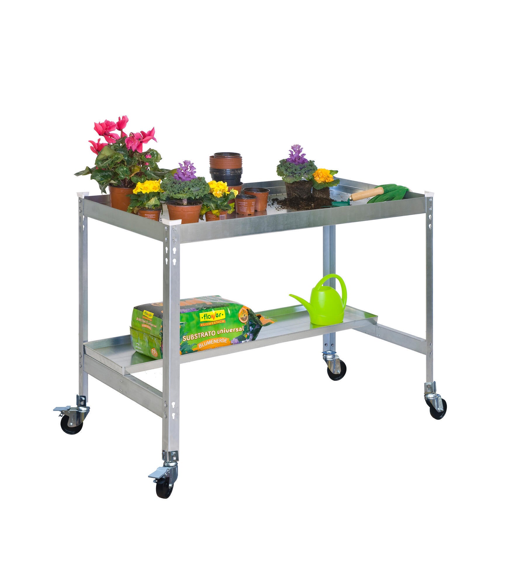 Mesa de cultivo con ruedas gris 150x70 cm