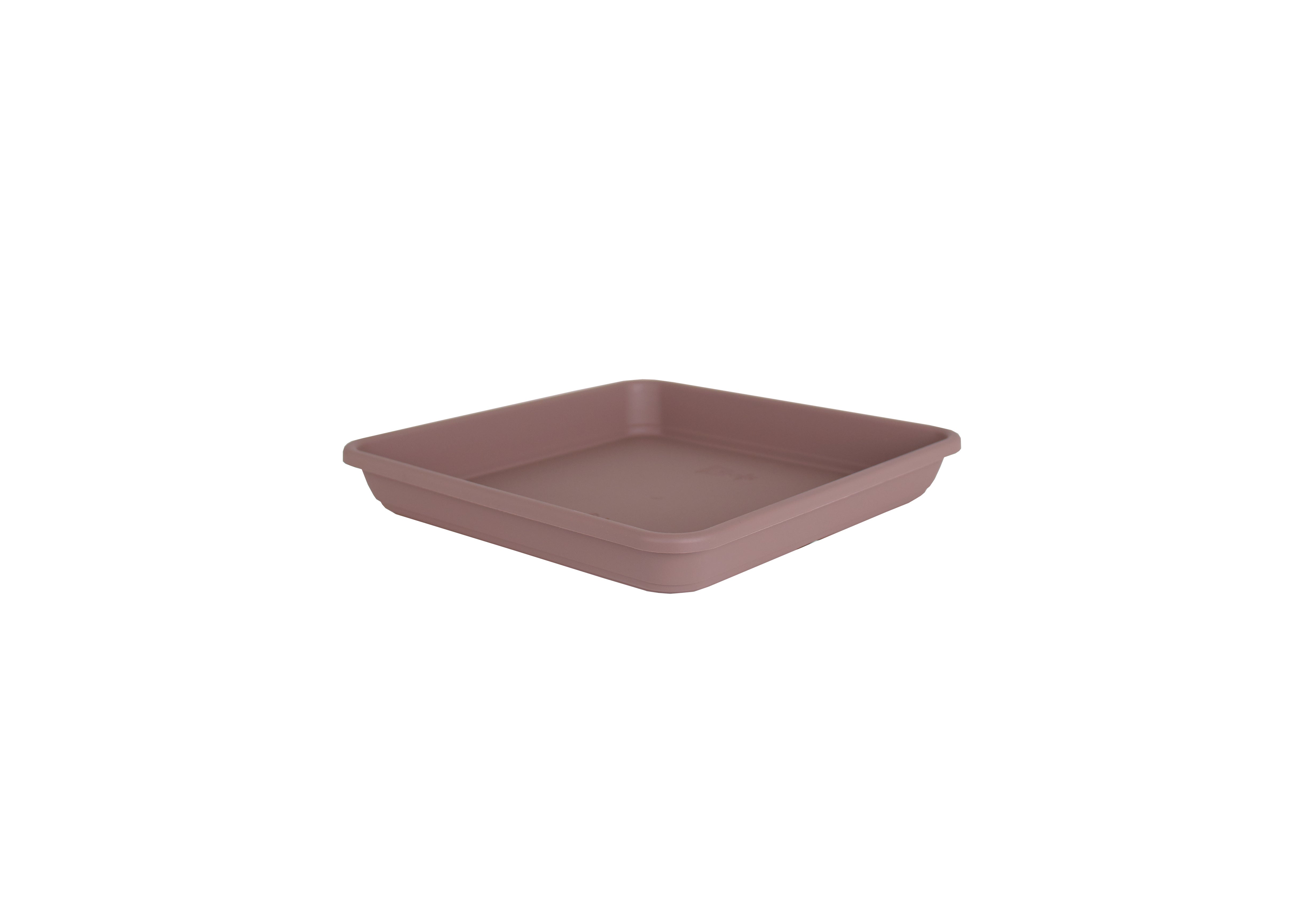 Lote maceta cuadrada y plato venezia taupe 40 cm