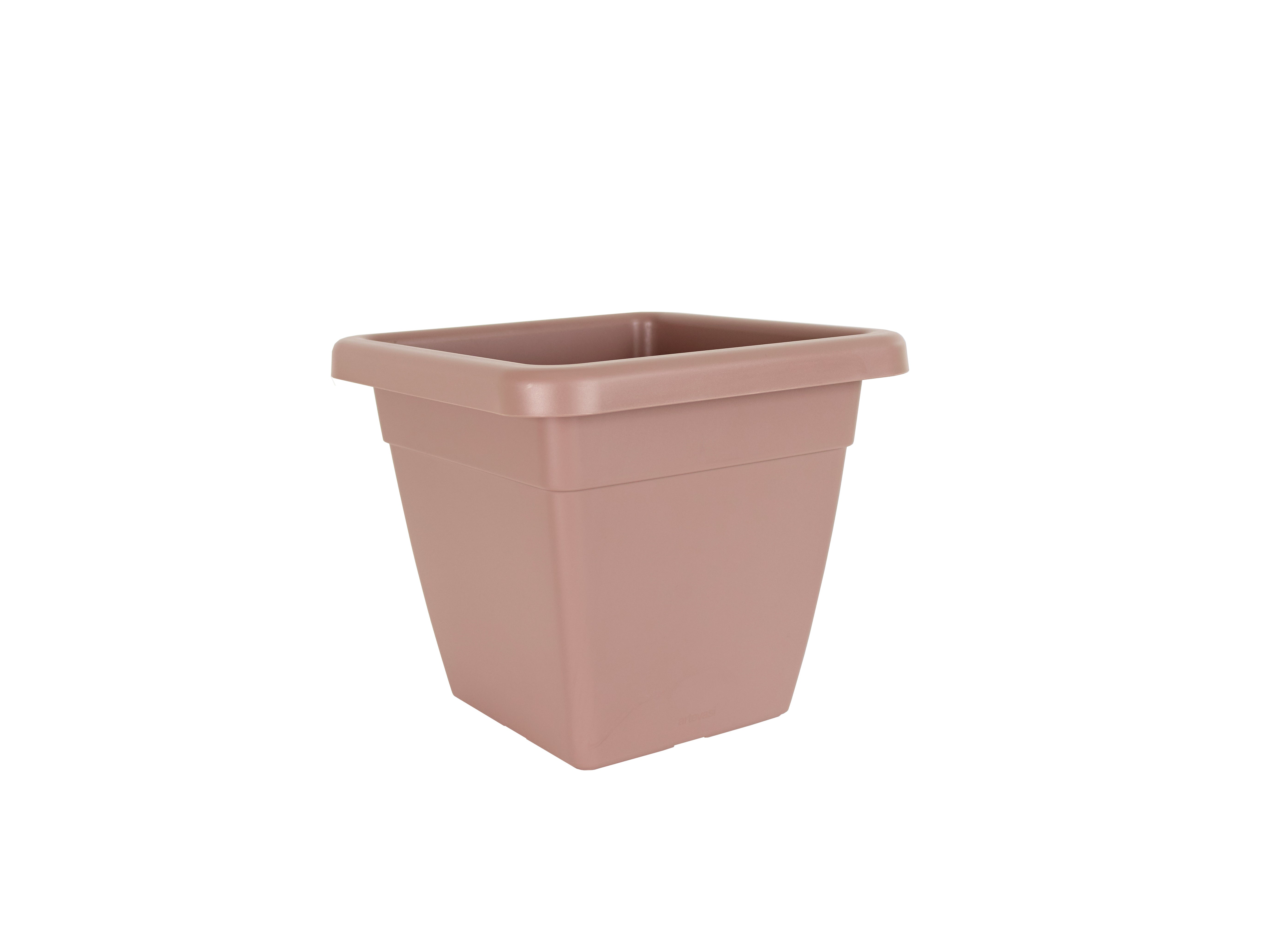 Lote maceta cuadrada y plato venezia taupe 45 cm