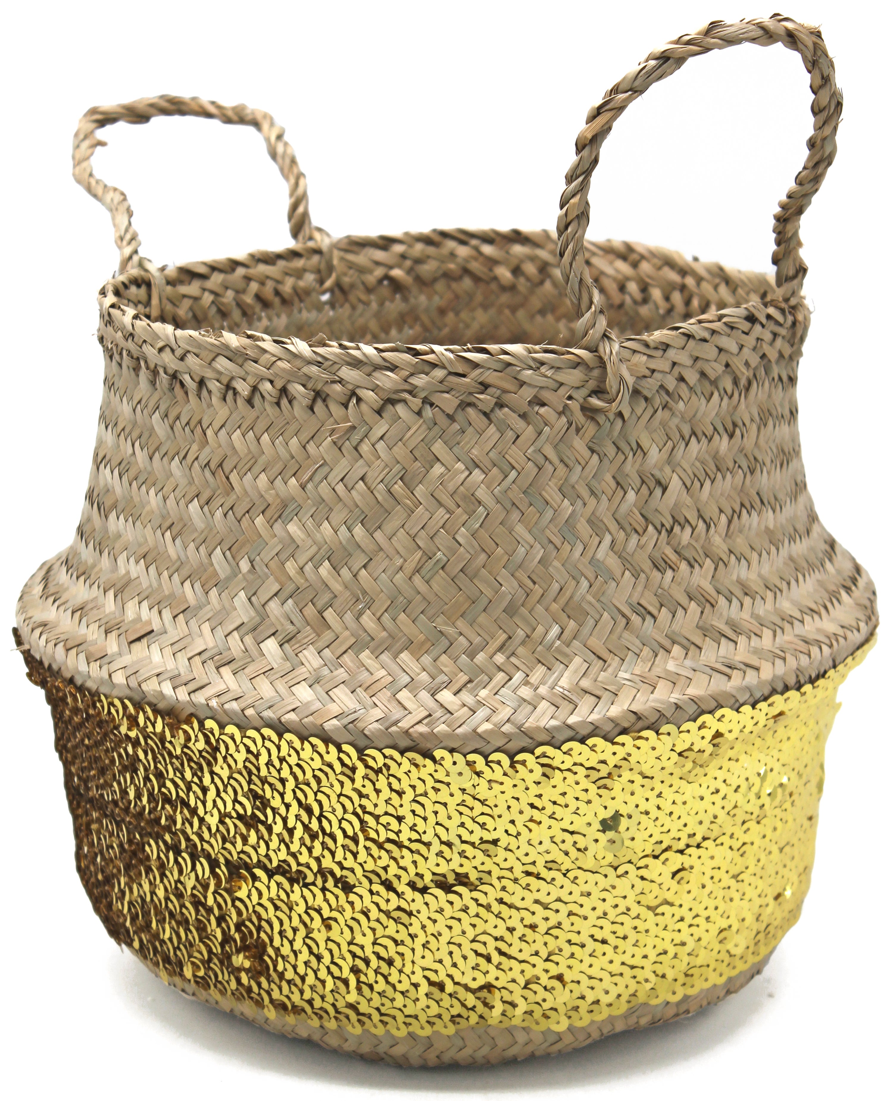 Maceta de junco de mar lentejuelas amarilla ø 25 cm