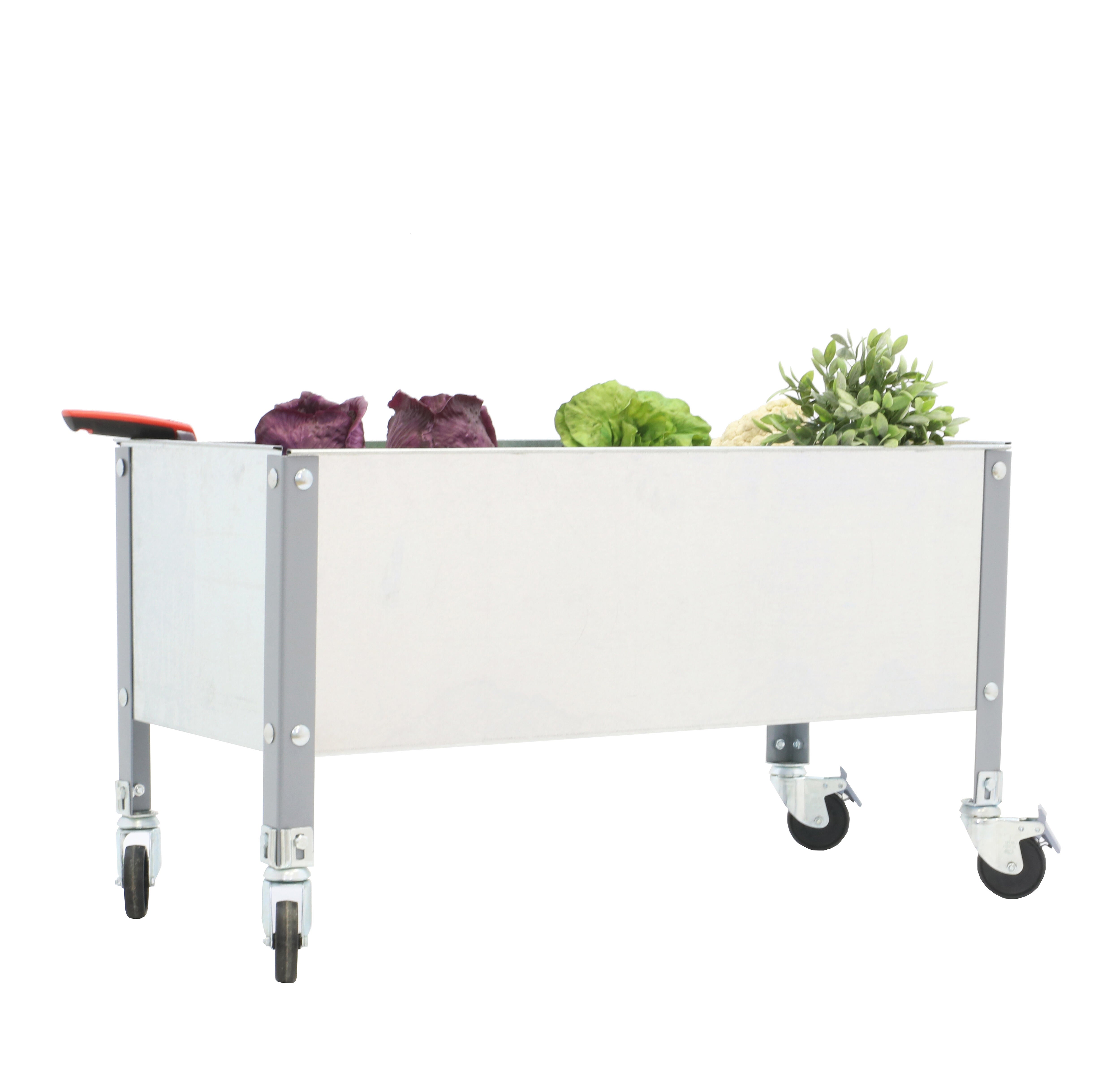 Huerto urbano de acero con ruedas gris 120x40 cm
