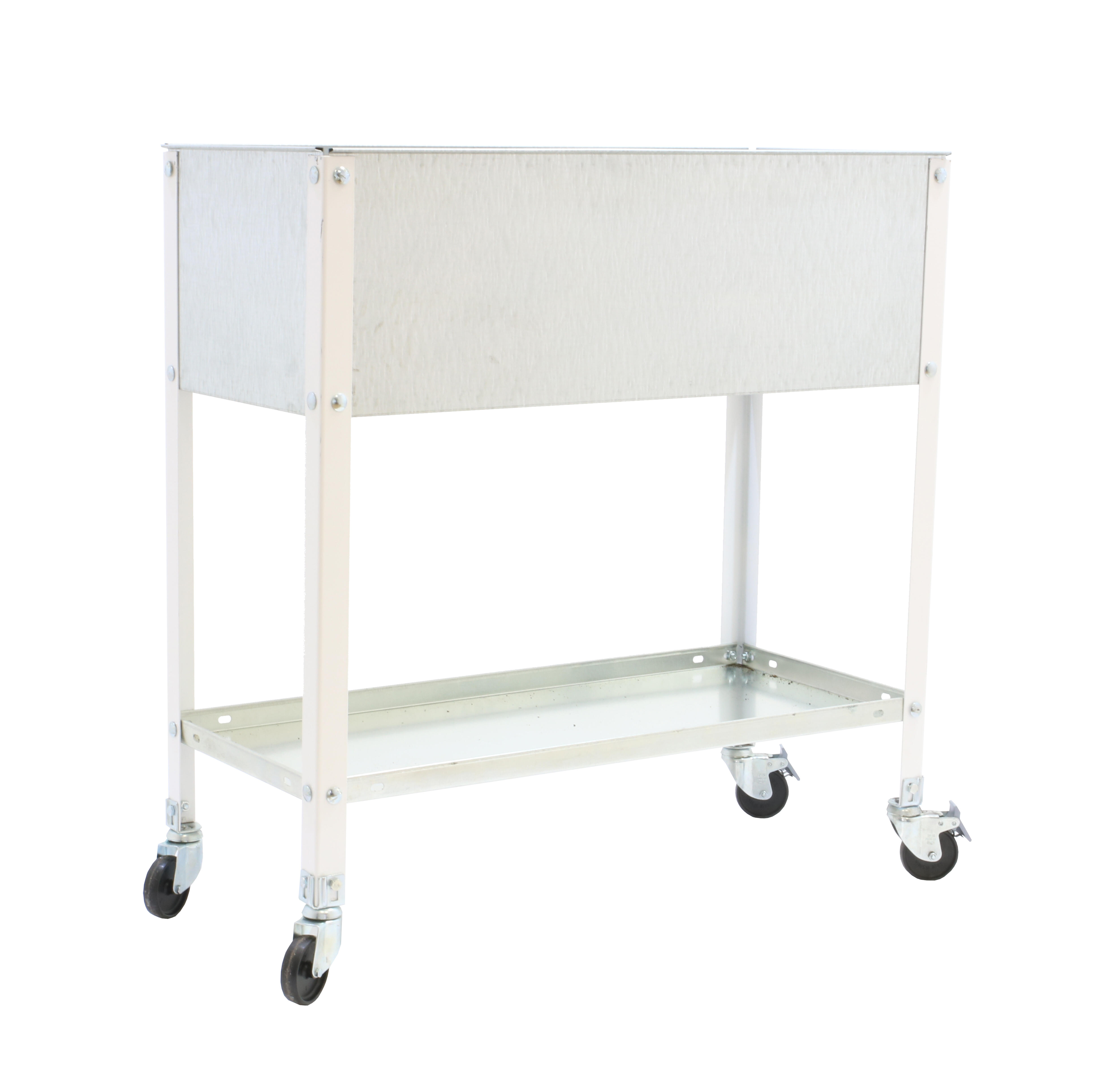 Huerto urbano alto de acero con ruedas blanco 90x60 cm