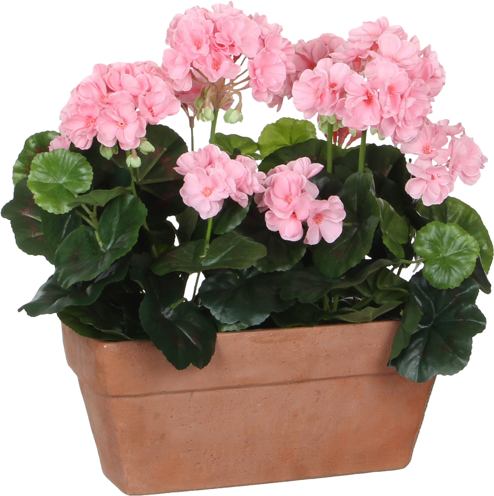 Planta artificial geranio rosa 29 cm de altura