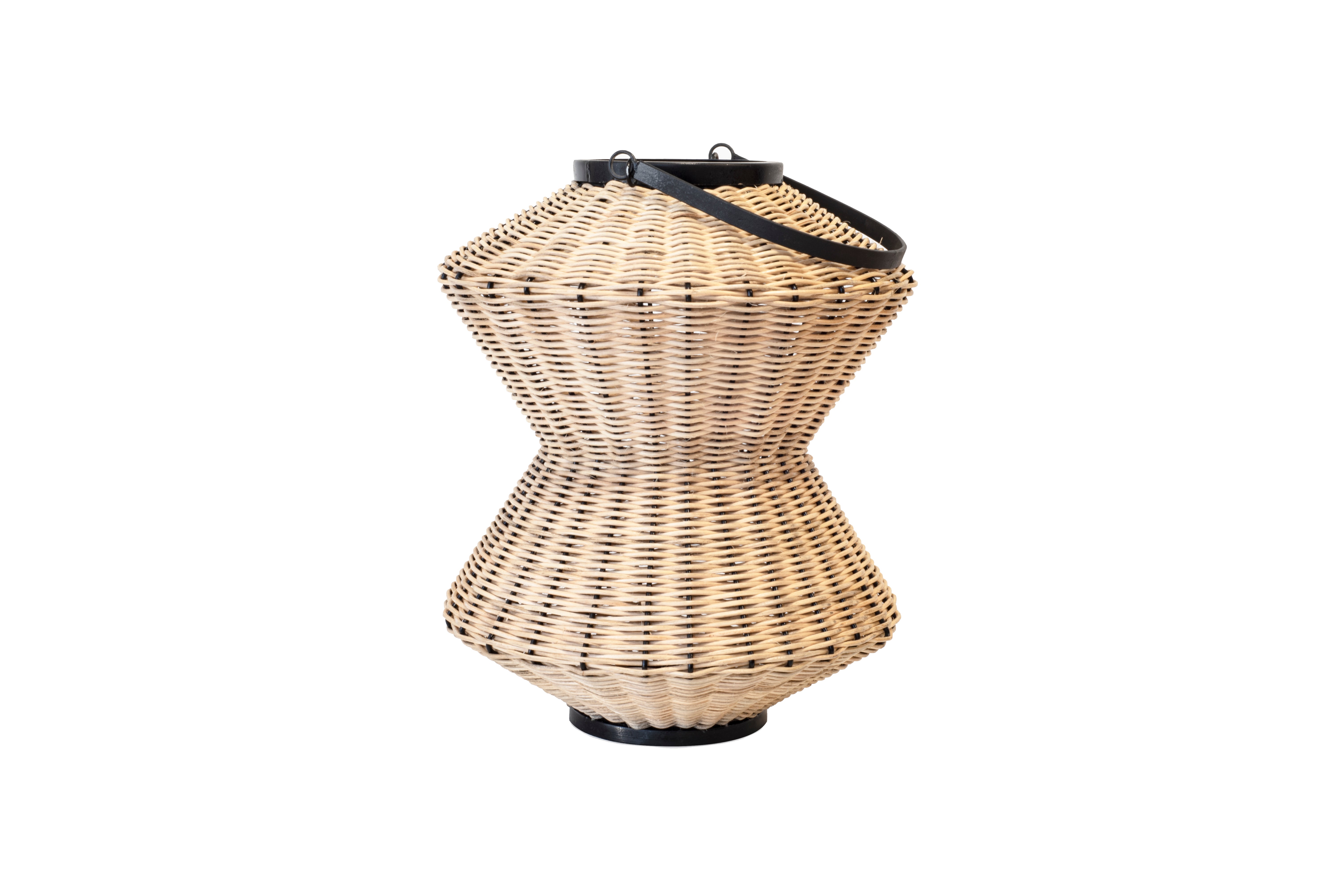 Farol decorativo bambú cilíndrico faial l natural y negro 30x35 cm