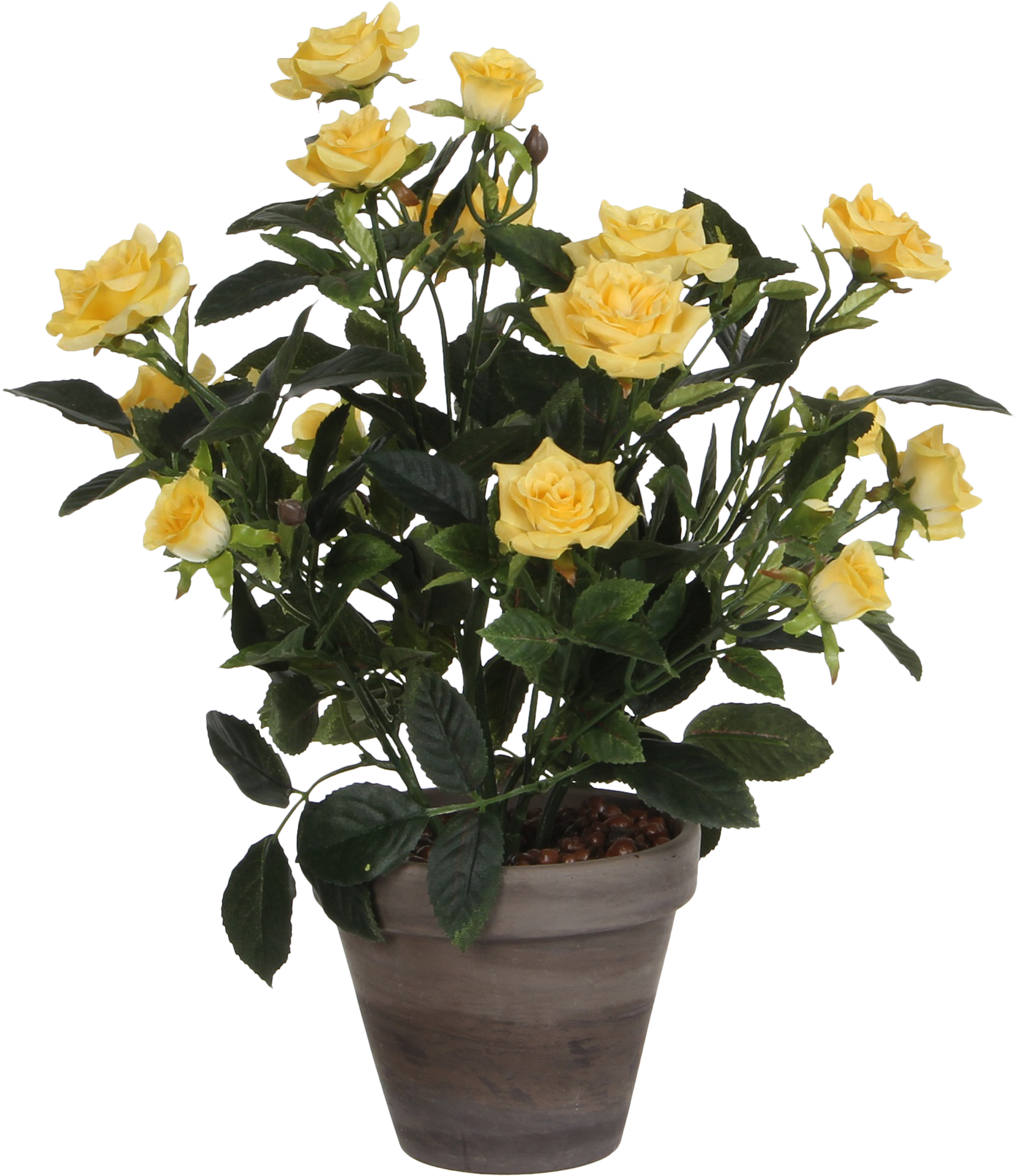 Planta artificial mini rosal amarillo 33 cm de altura