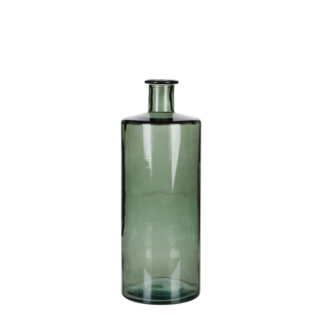 Jarrón botella de vidrio mineral Guan verde 40x15 cm