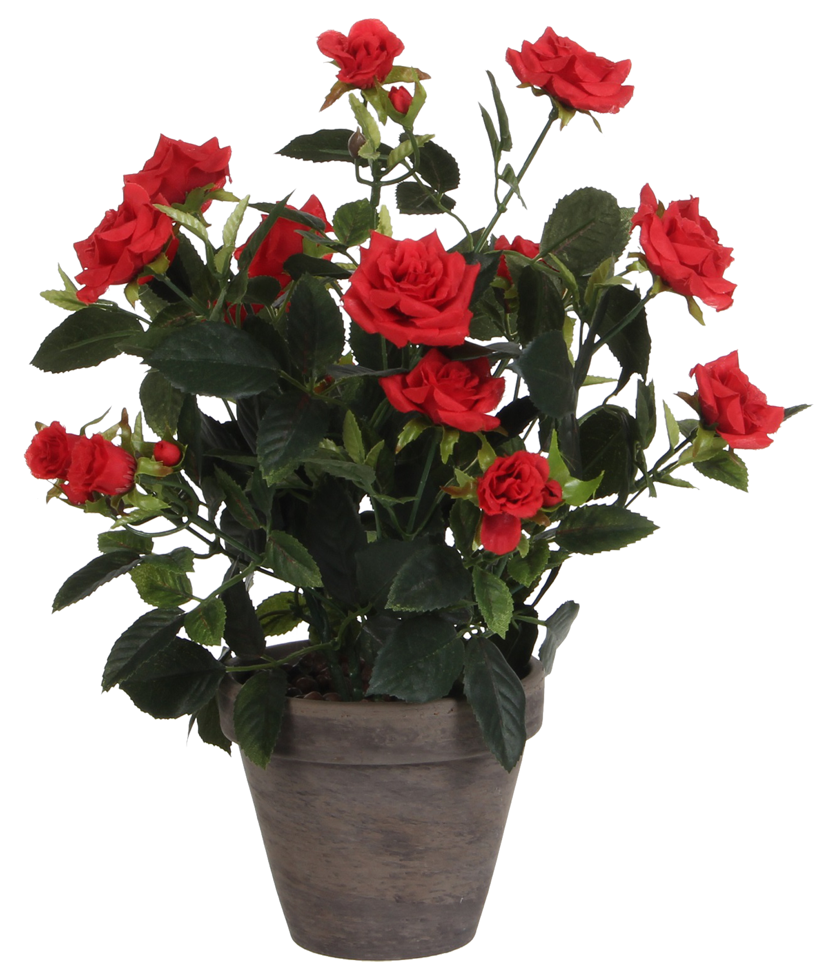 Planta artificial mini rosal rojo de 33 cm de altura