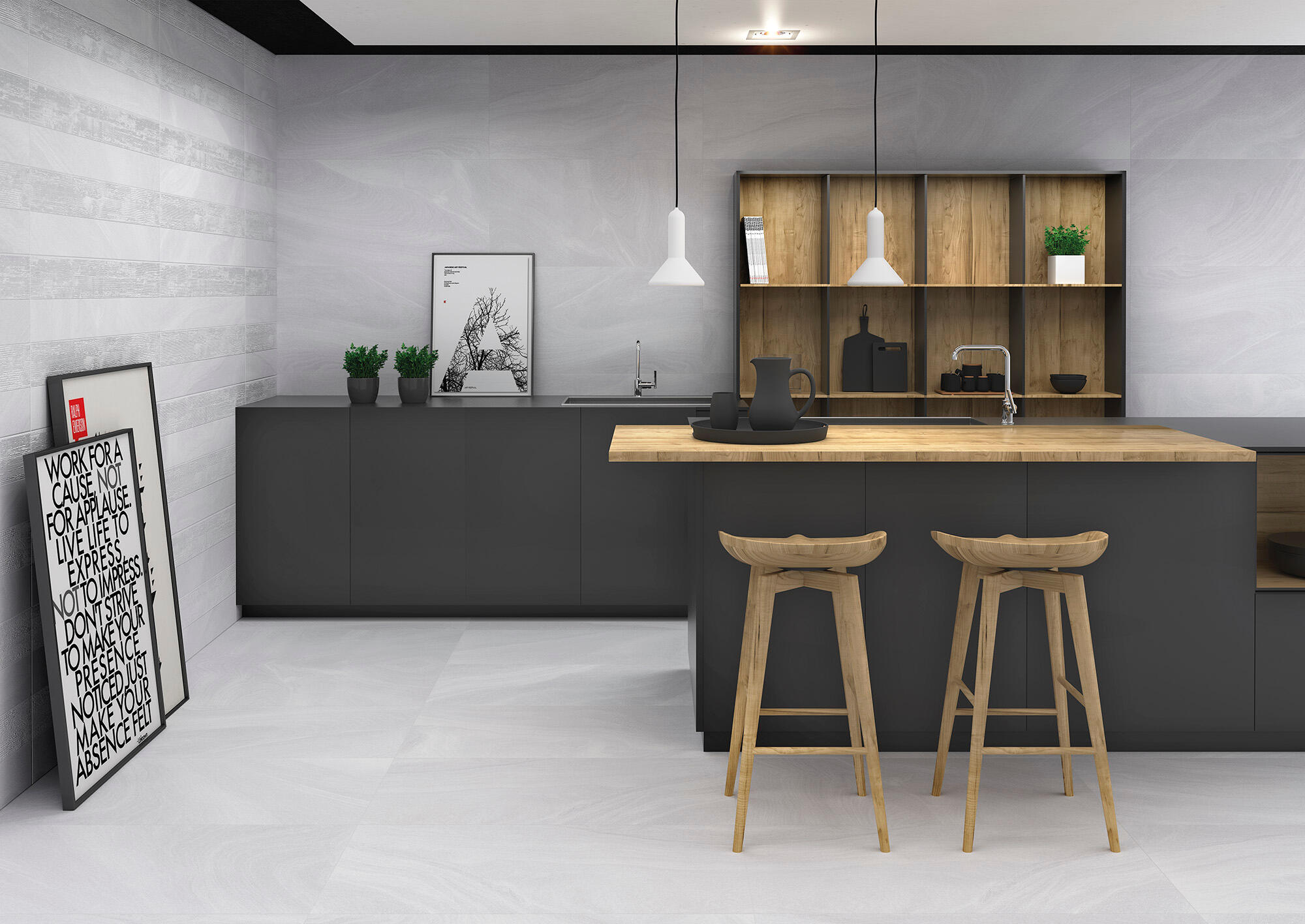 Azulejo porcelánico austral efecto piedra blanco 45x90 cm