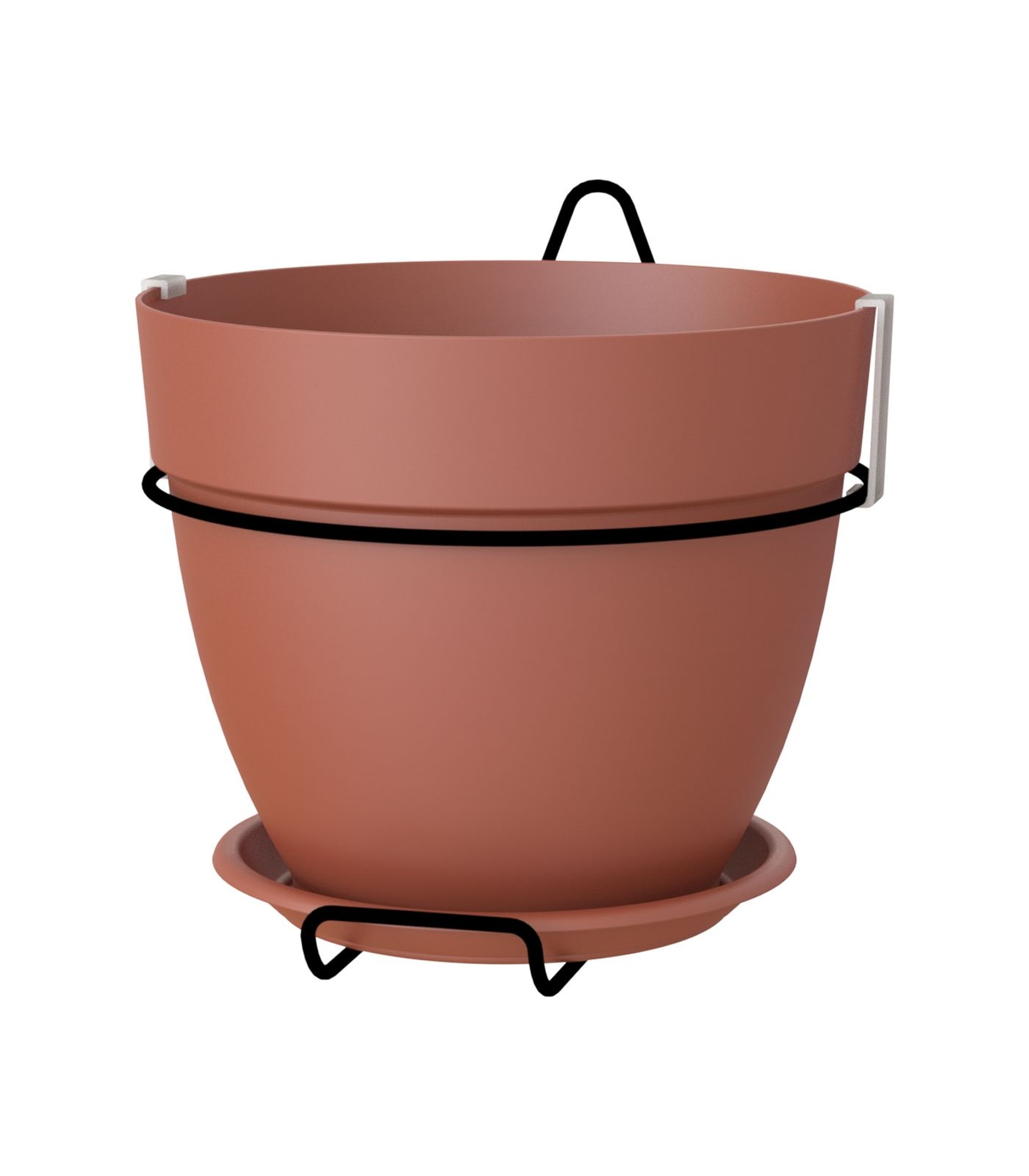 Kit de macetero y soporte para pared de polipropileno capri marrón 20x20x19 cm