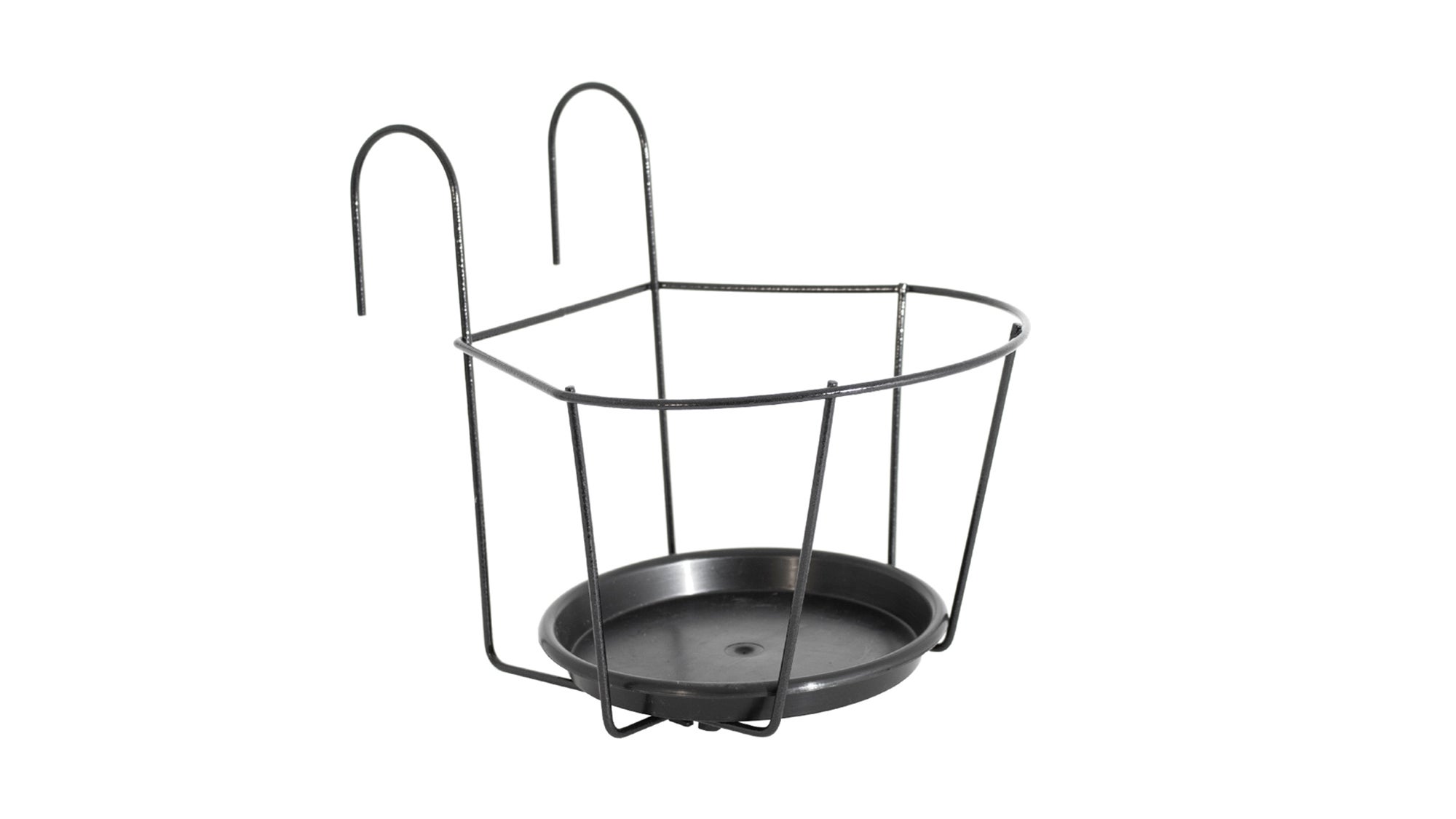 Soporte maceta para barandilla de acero pintado con epoxi negro 23x23 cm