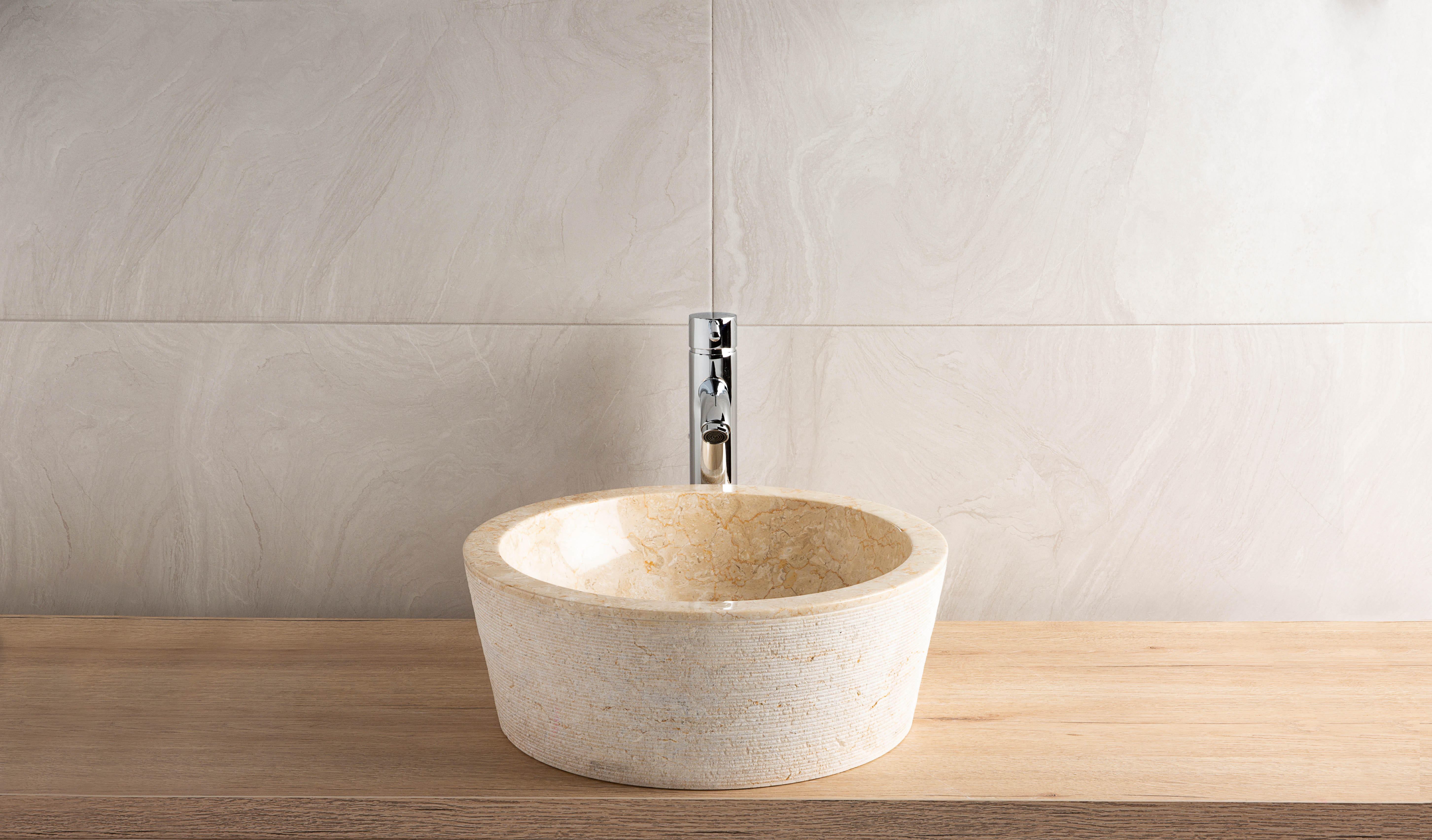 Lavatório de pousar 40 cm bege pedra Bahia - 16