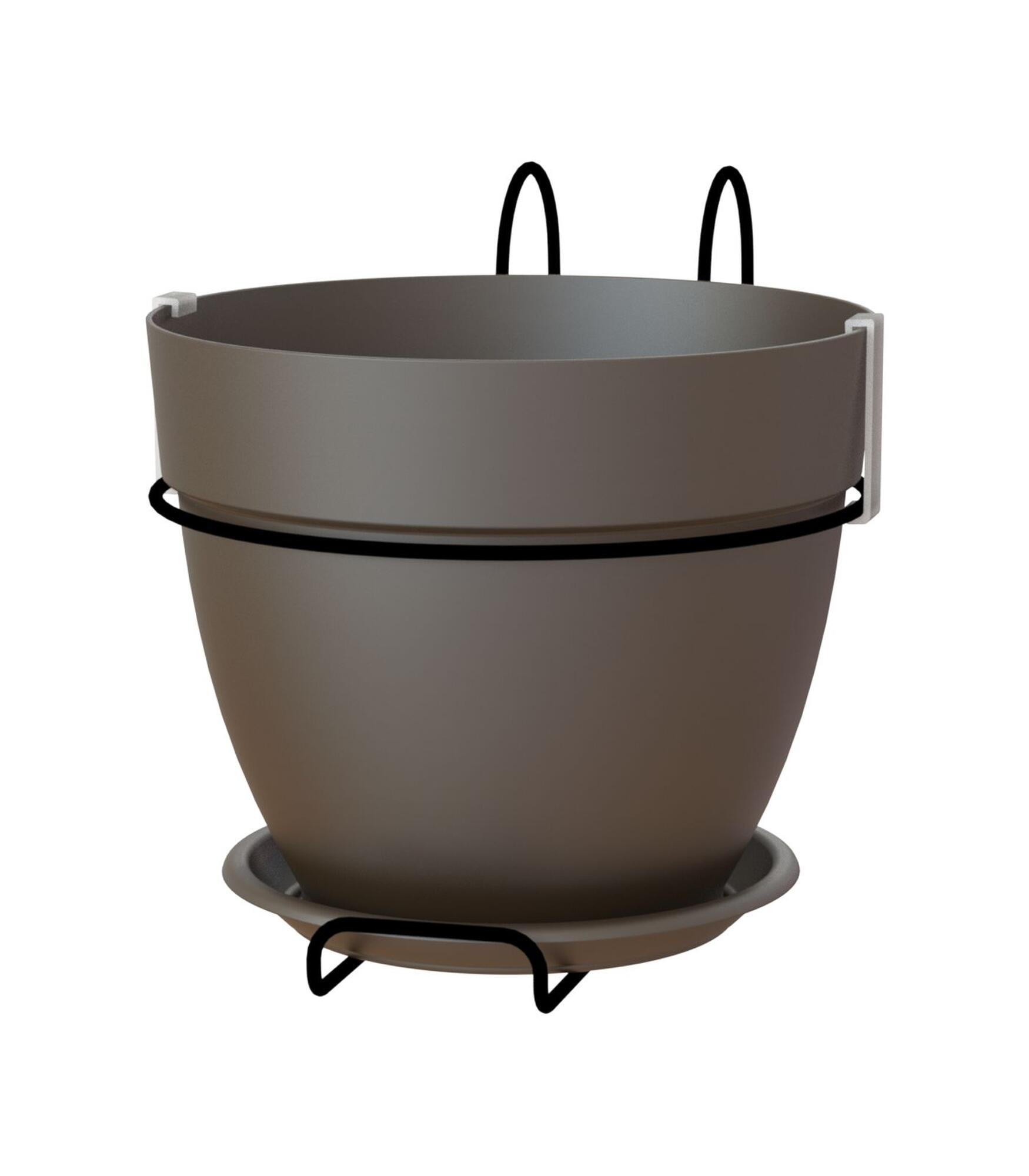 Kit de macetero y soporte para balcón de polipropileno capri bronce 20x20x19 cm