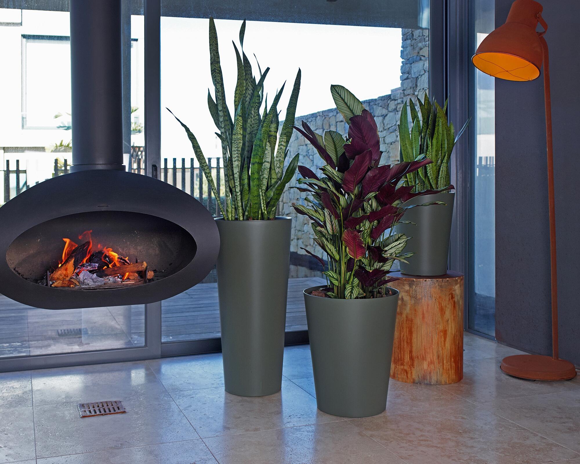 Vaso de resina PORTO ALTO 80CM VERDE SECO - 4