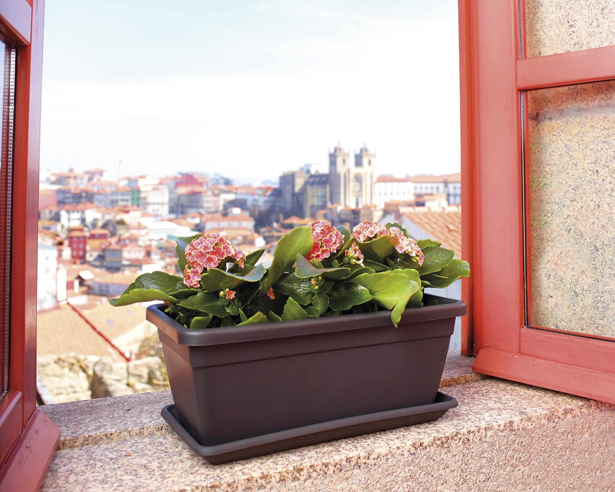 Jardinera rectangular de polipropileno ARTEVASI Venezia 50 x 16.3 x 19.5 cm naranja - 2