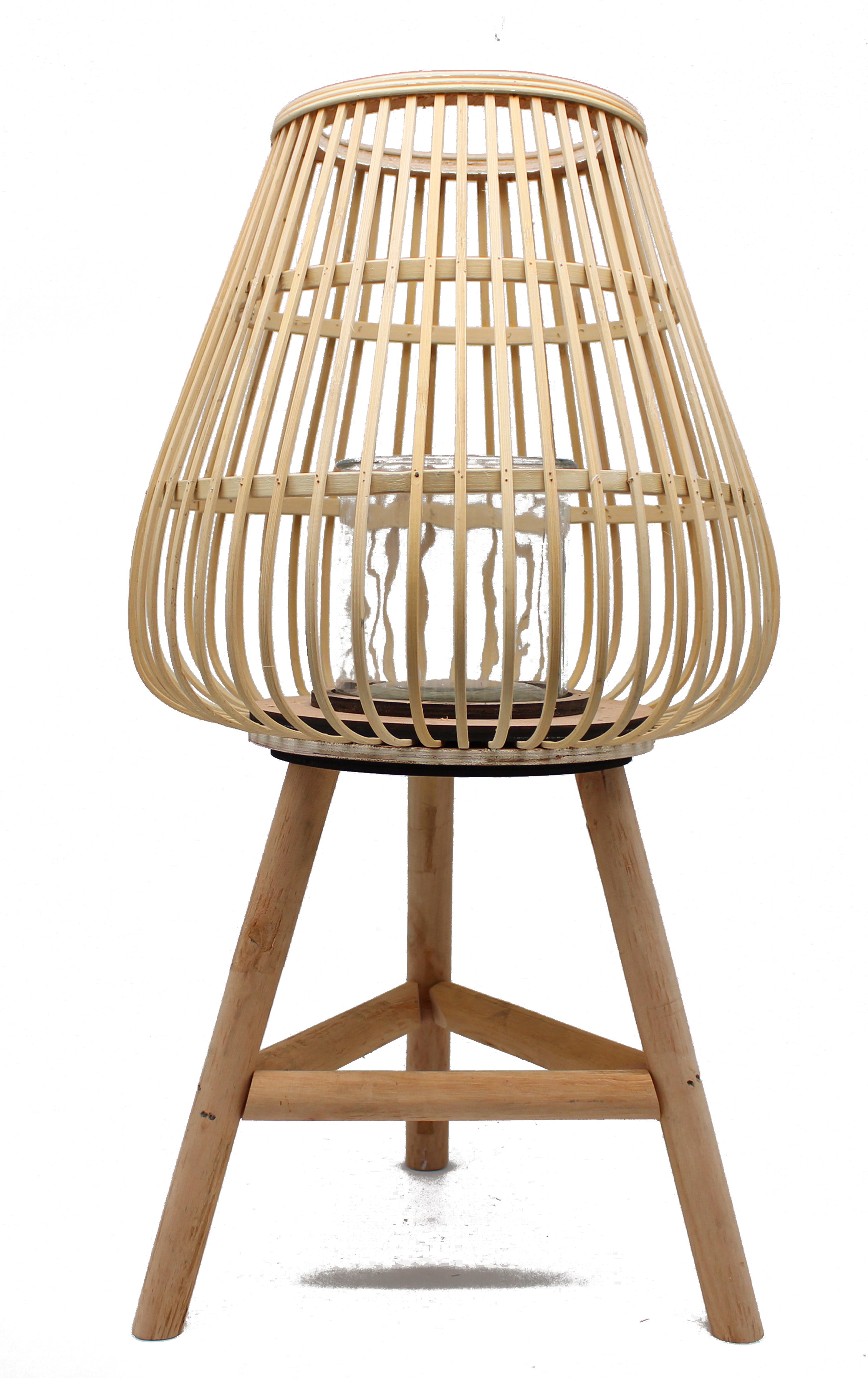 Farolillo jardín natural de madera 32x58 cm