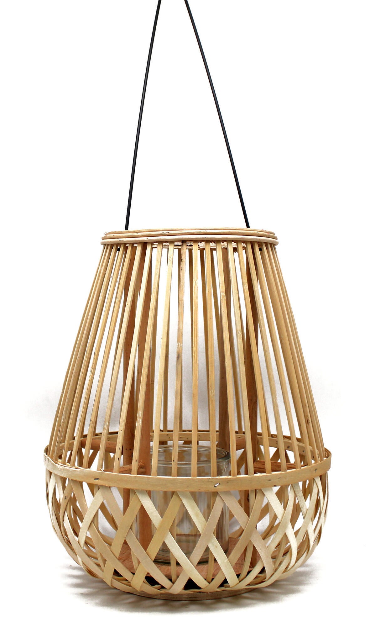 Farolillo jardín natural de mimbre 28,5x34 cm