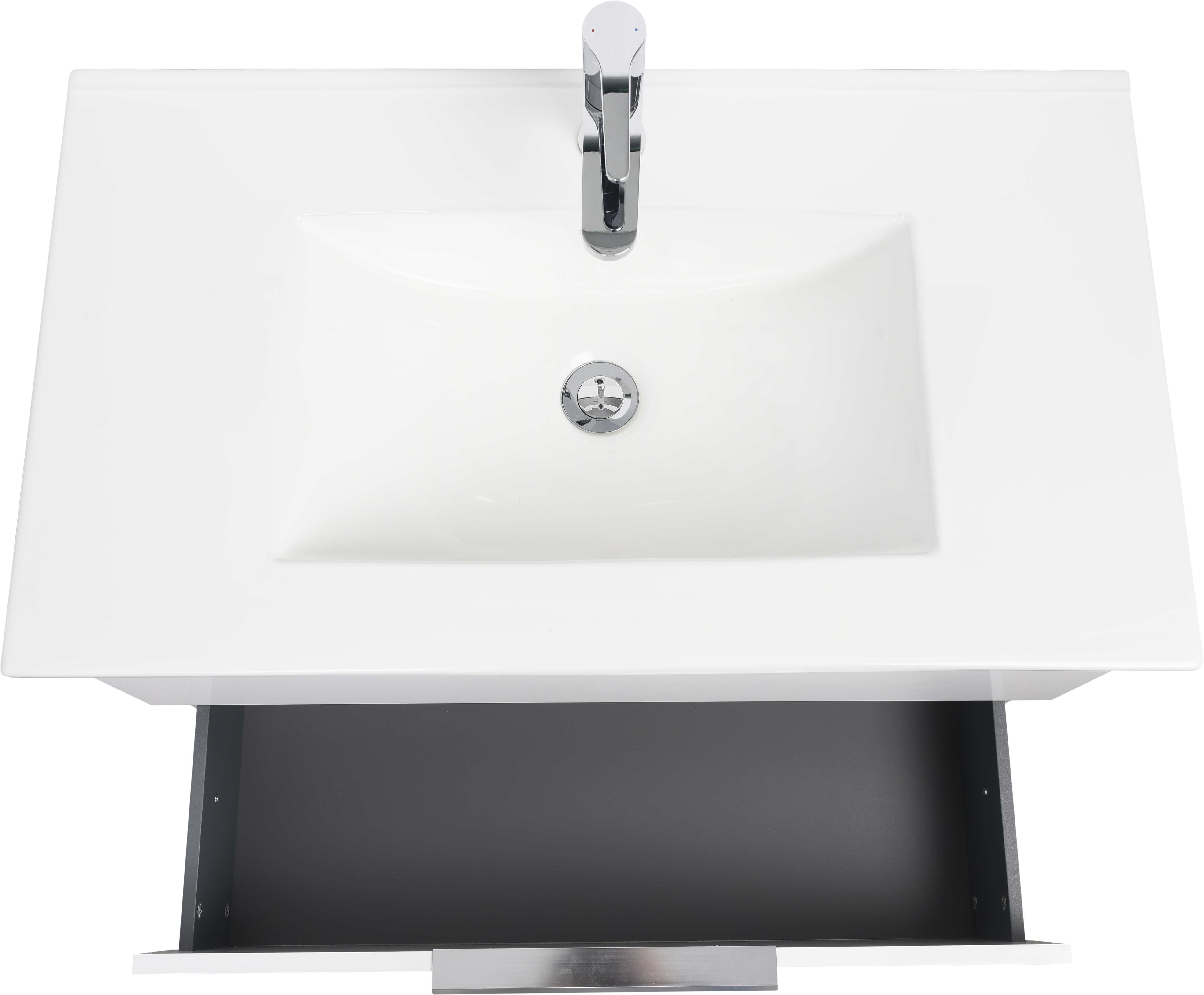 Lavabo a incasso rettangolare vasca centrale Essential L 81 x H 16 x P 46 cm in ceramica bianco lucido - 21