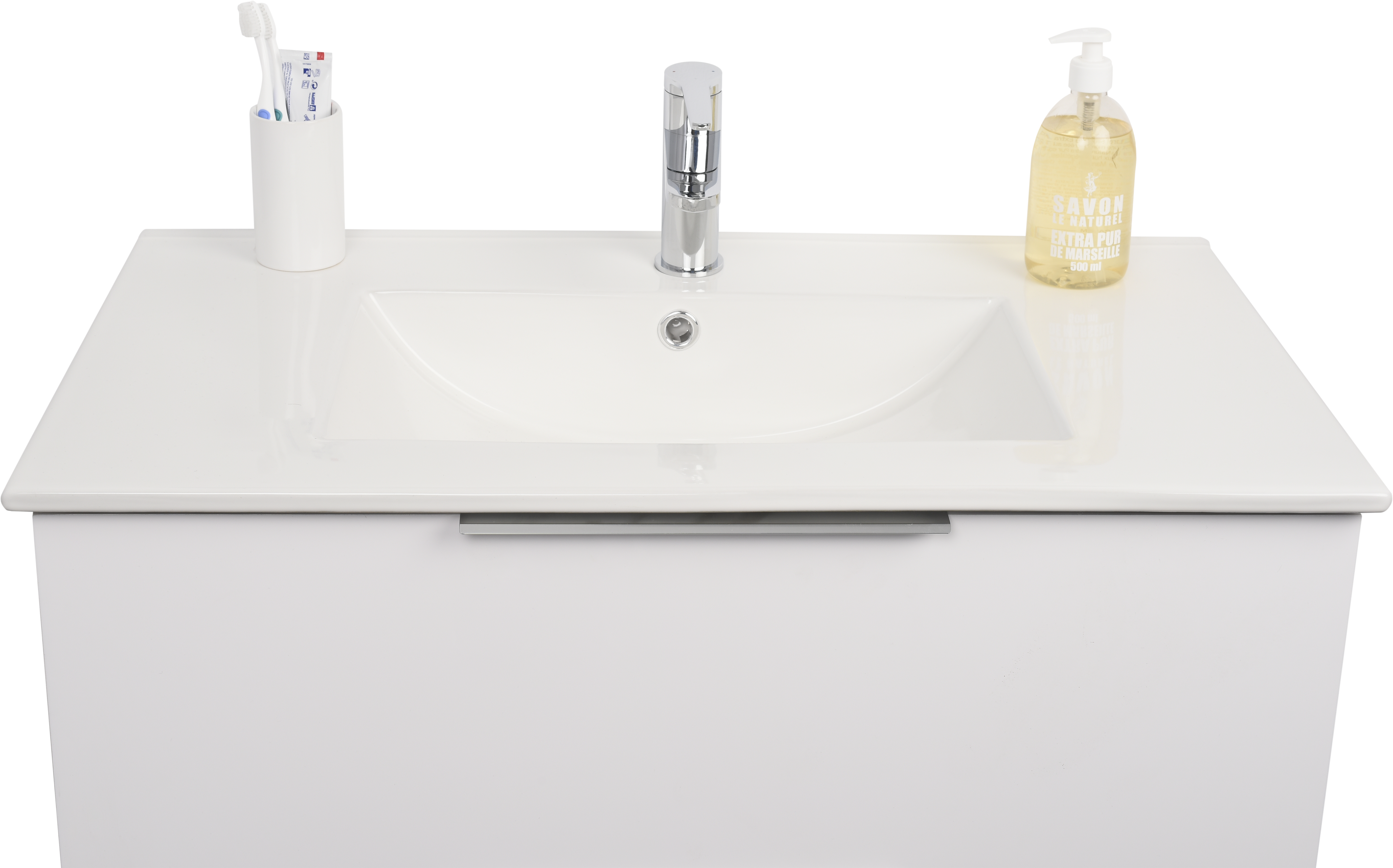 Lavabo a incasso rettangolare vasca centrale Essential L 81 x H 16 x P 46 cm in ceramica bianco lucido - 9