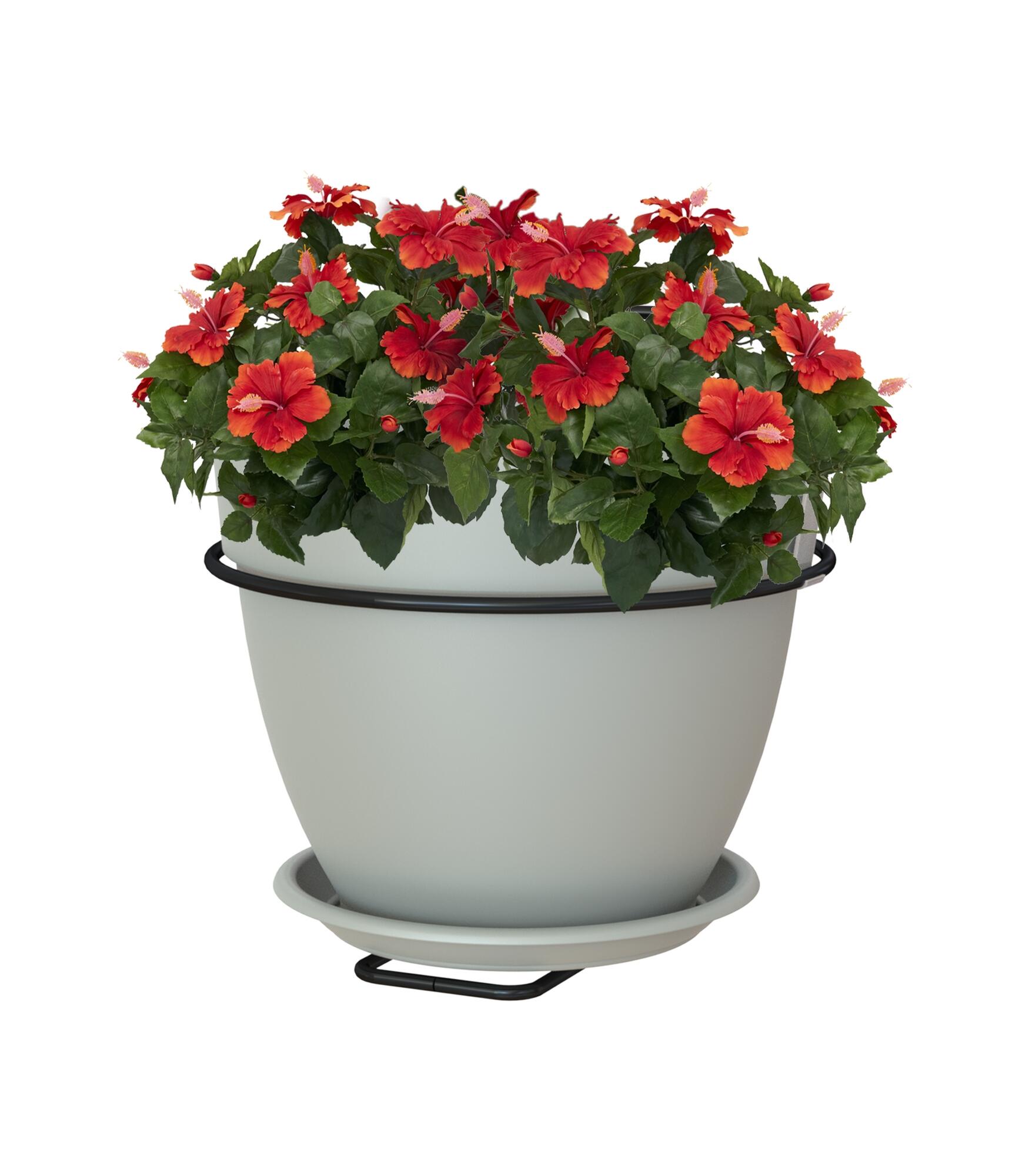 Maceta de polipropileno con soporte capri gris 20x18.9 cm