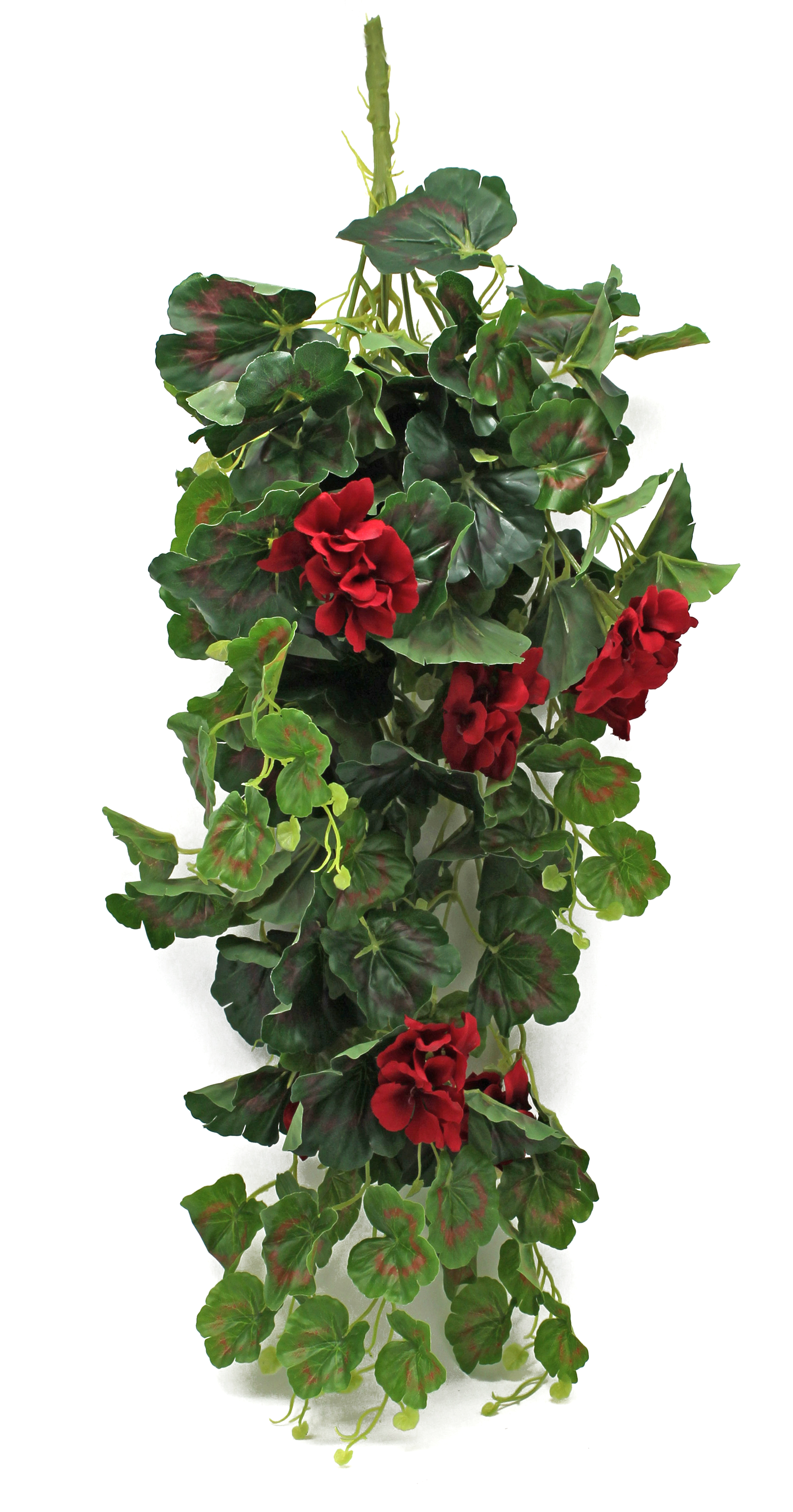 Planta artificial geranio rojo de 65 cm de altura en maceta de 30 cm